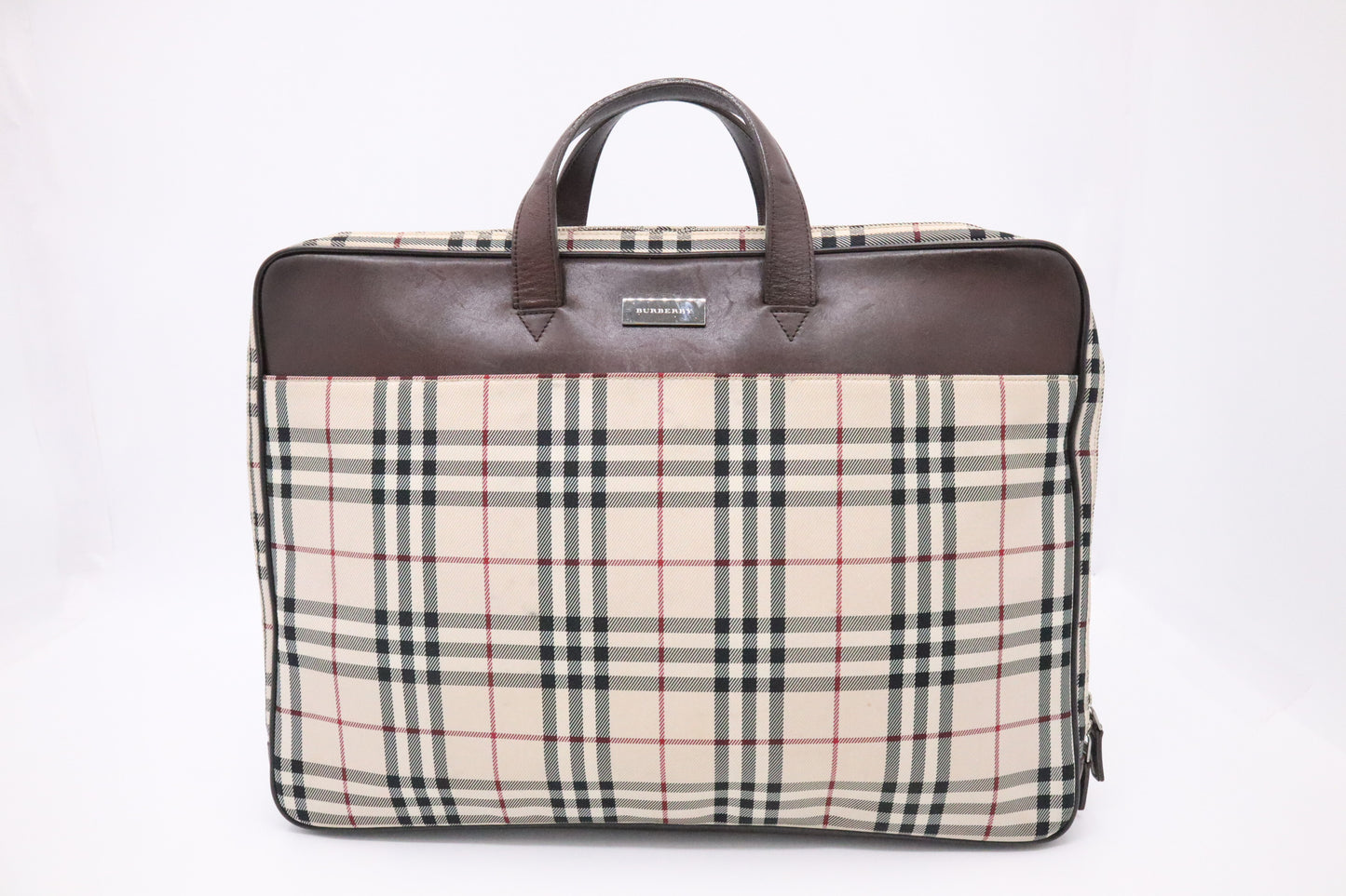 Burberry Business Bag in Beige Check Canvas