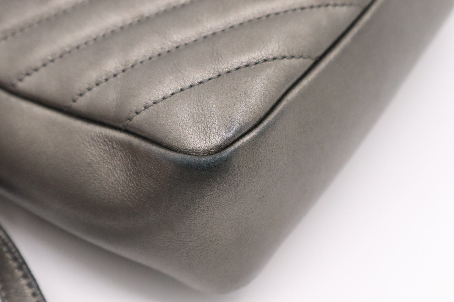 YSL Saint Laurent Lou Camera Bag in Pewter Leather