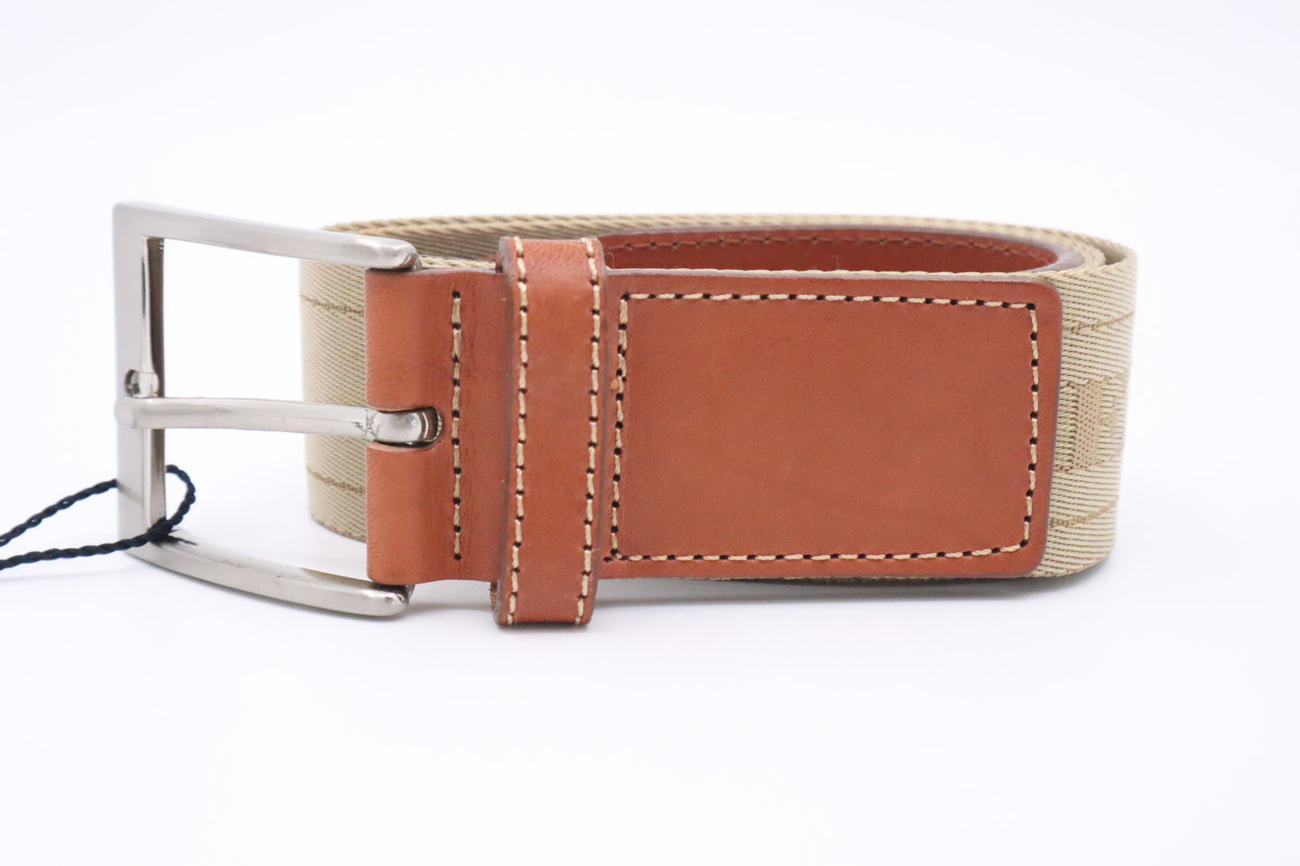 Burberry Belt in Beige Webbing & Brown Leather