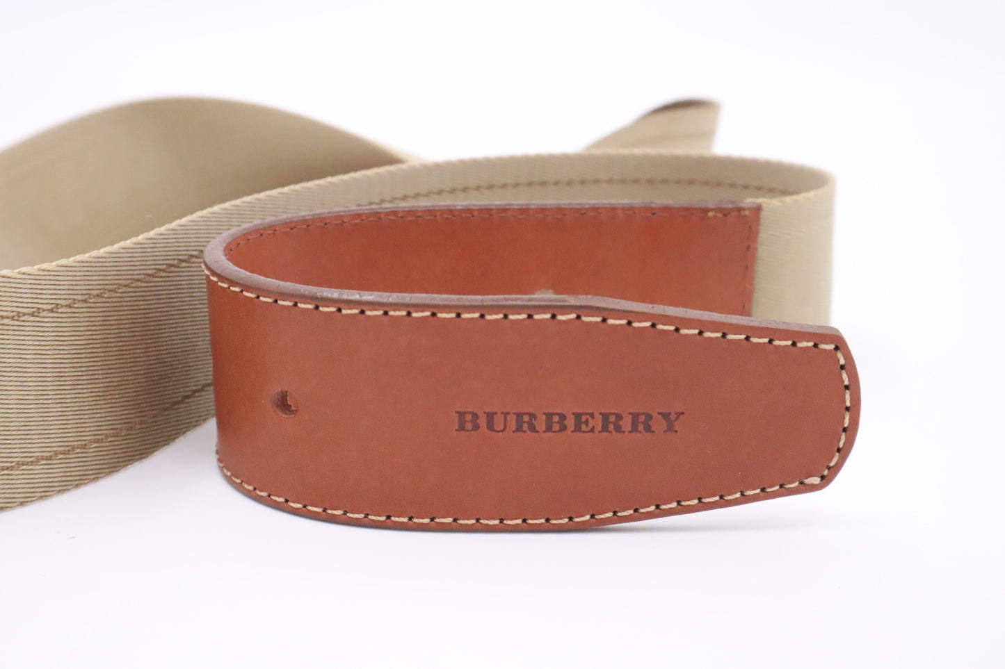 Burberry Belt in Beige Webbing & Brown Leather
