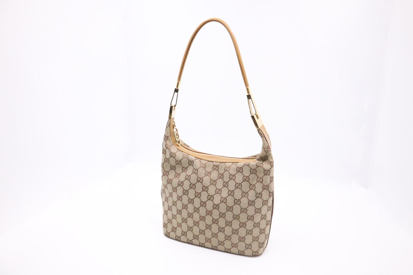 Gucci Shoulder Bag in GG Canvas & Tan Leather
