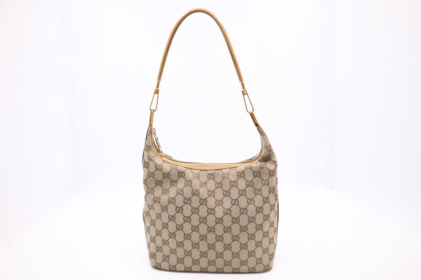 Gucci Shoulder Bag in GG Canvas & Tan Leather