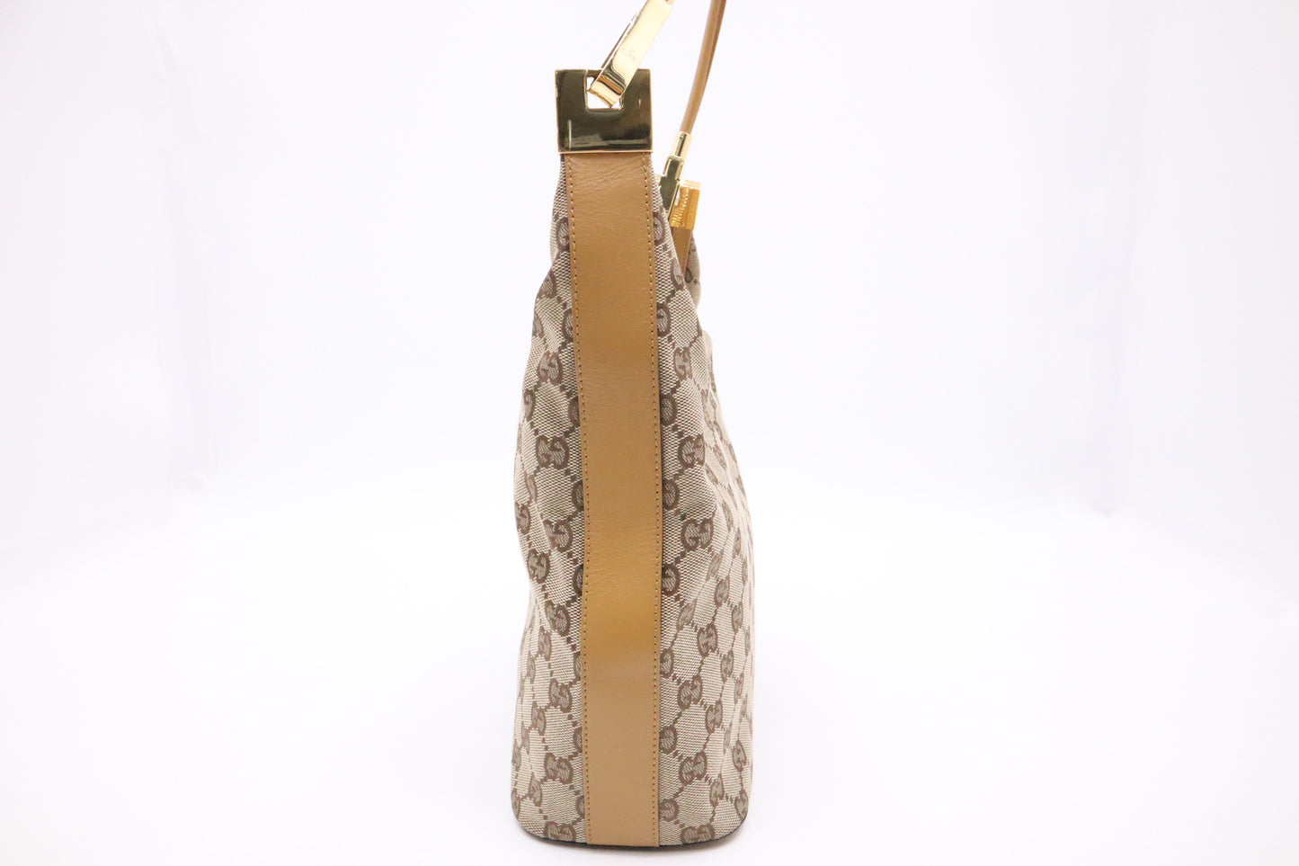 Gucci Shoulder Bag in GG Canvas & Tan Leather