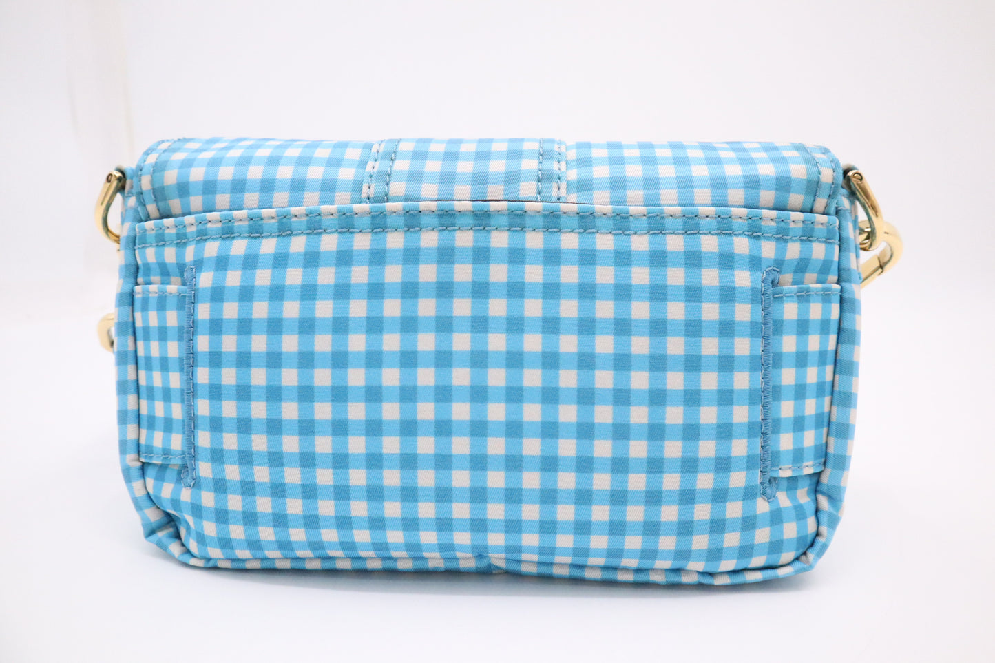 Fendi Convertible Mini Baguette Satchel in Blue Checked Nylon