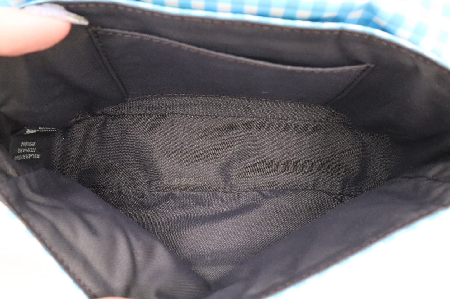Fendi Convertible Mini Baguette Satchel in Blue Checked Nylon