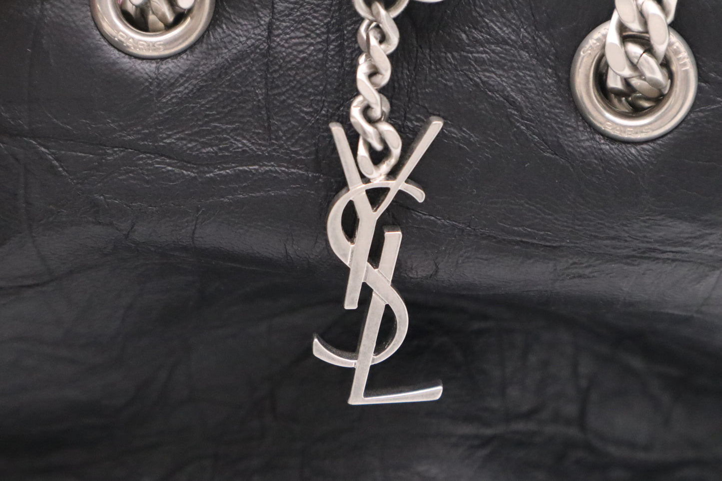 YSL Saint Laurent Mini Bucket Shoulder Bag in Black Leather