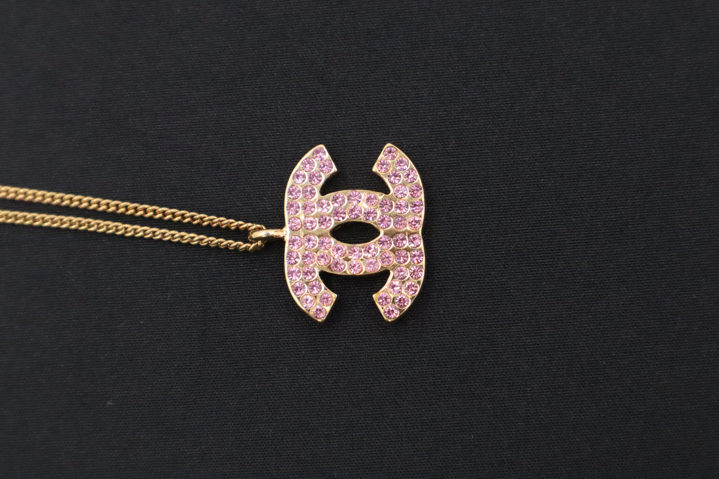 Chanel Necklace in Gold with Pink Rhinestones