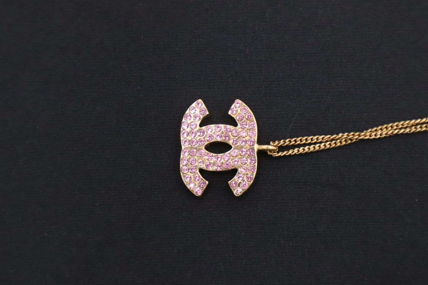 Chanel Necklace in Gold with Pink Rhinestones