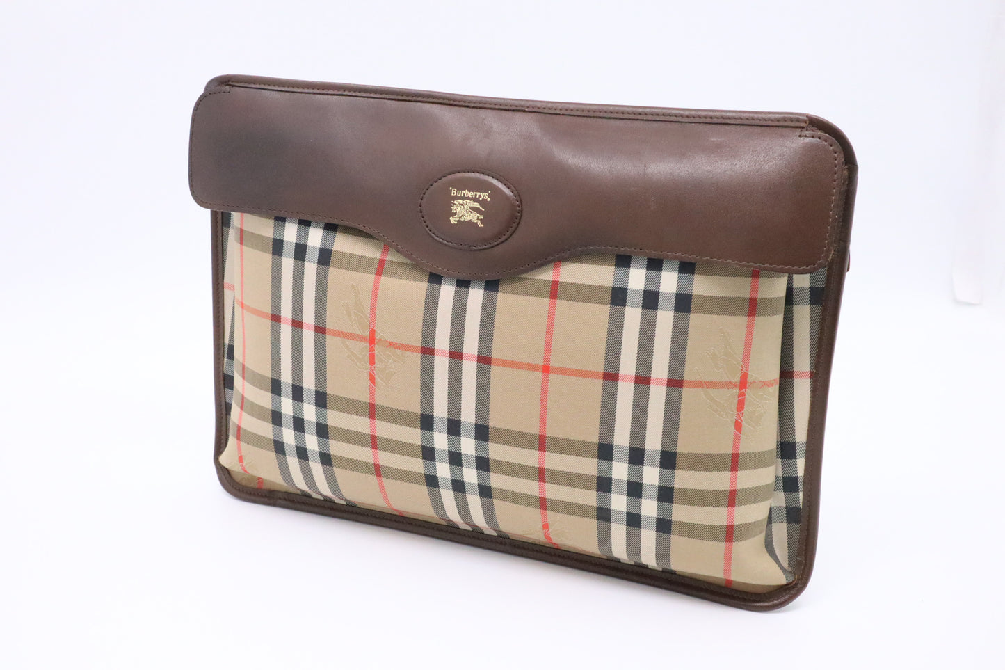 Burberry Clutch in Brown Check Canvas