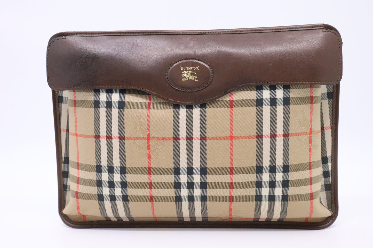Burberry Clutch in Brown Check Canvas