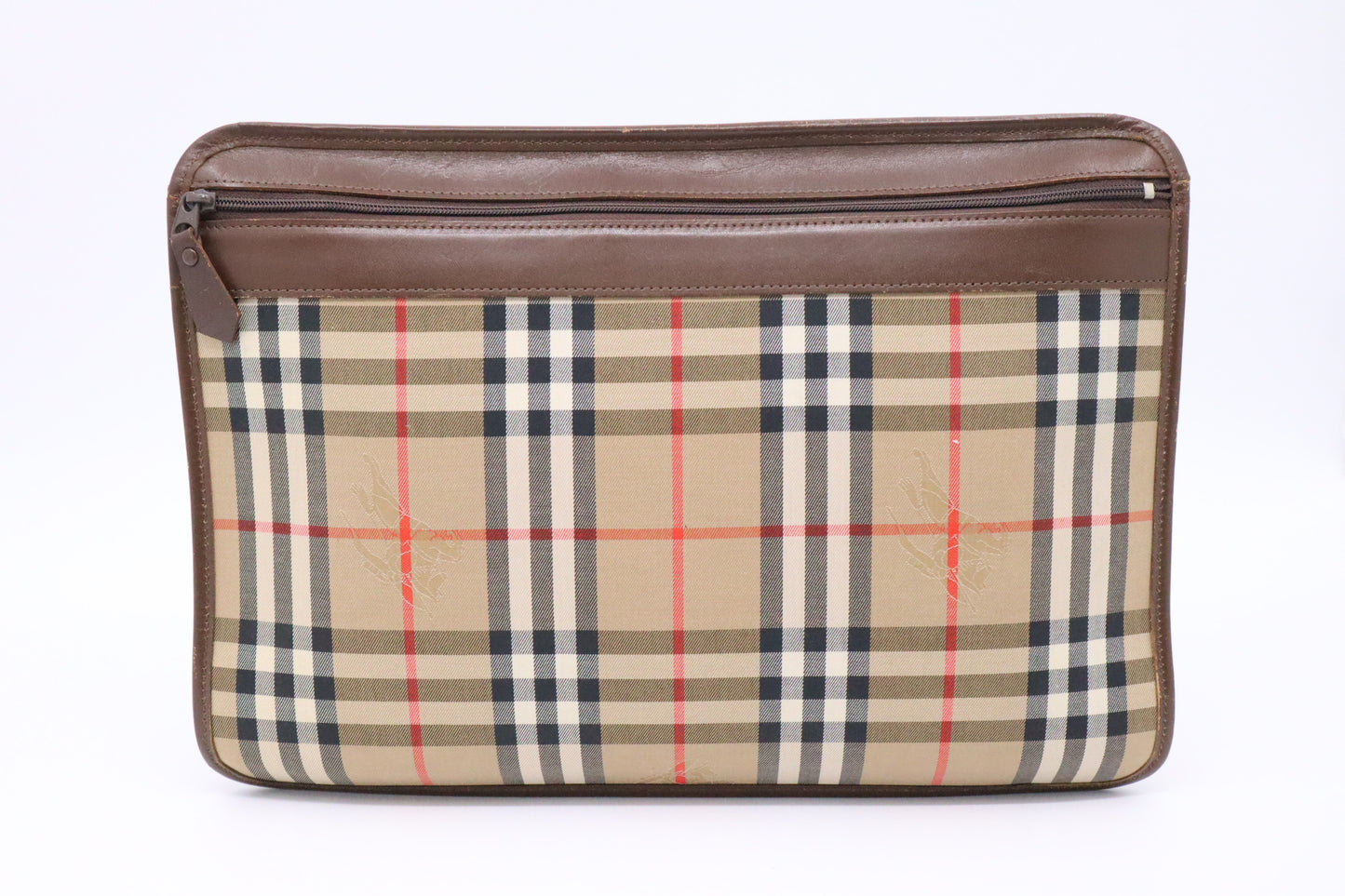 Burberry Clutch in Brown Check Canvas