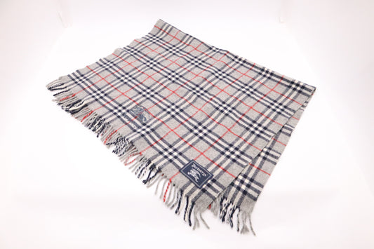 Burberry Scarf in Grey Check 100% Wool