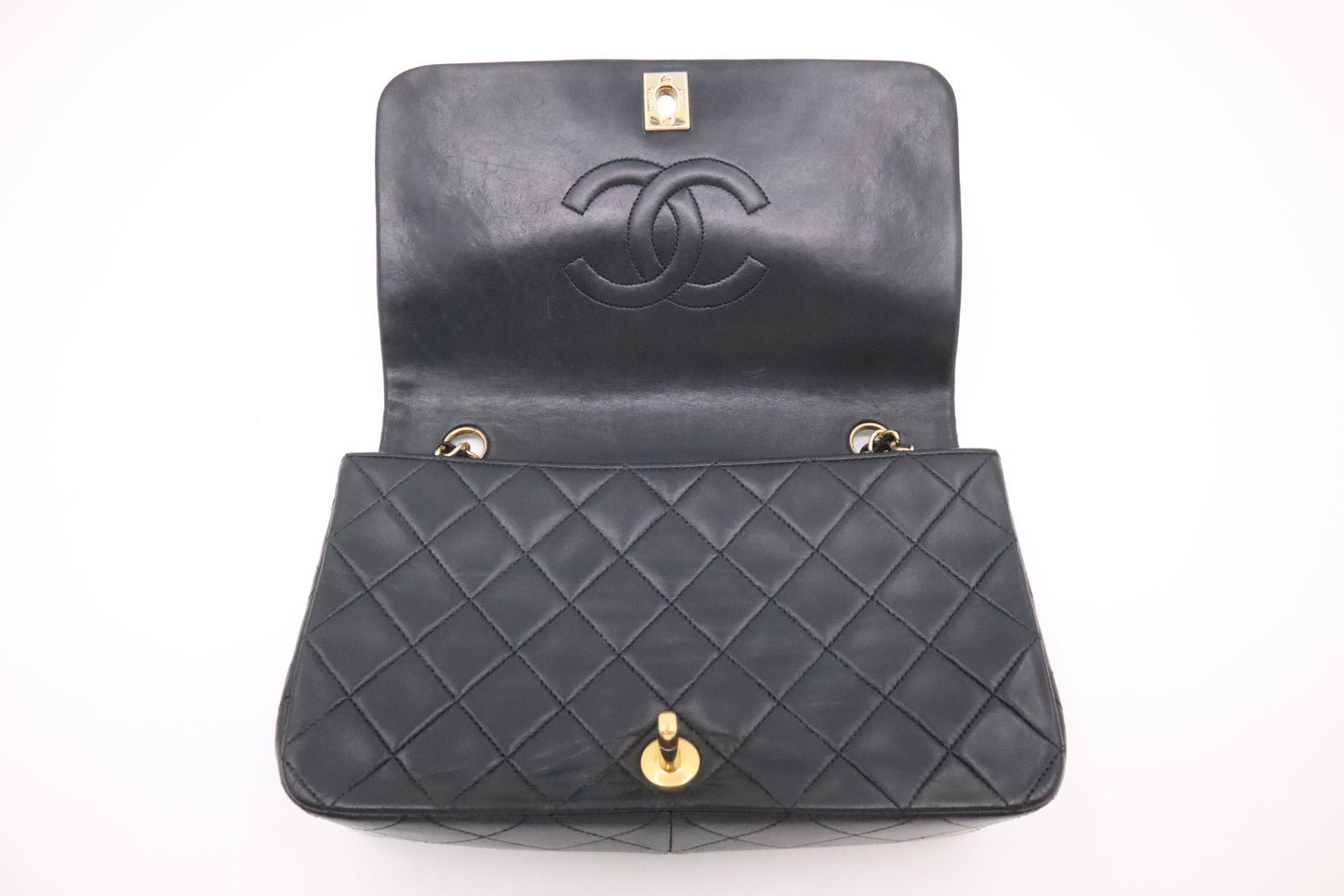 Chanel Full Flap in Black Mattelassé Leather