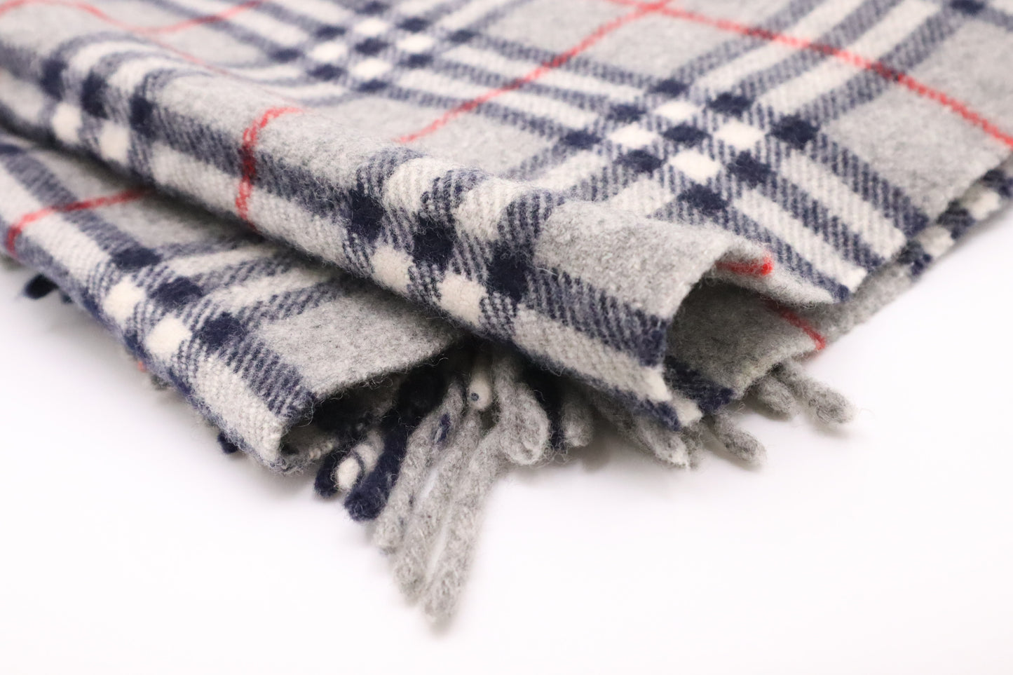 Burberry Scarf in Grey Checked Wool