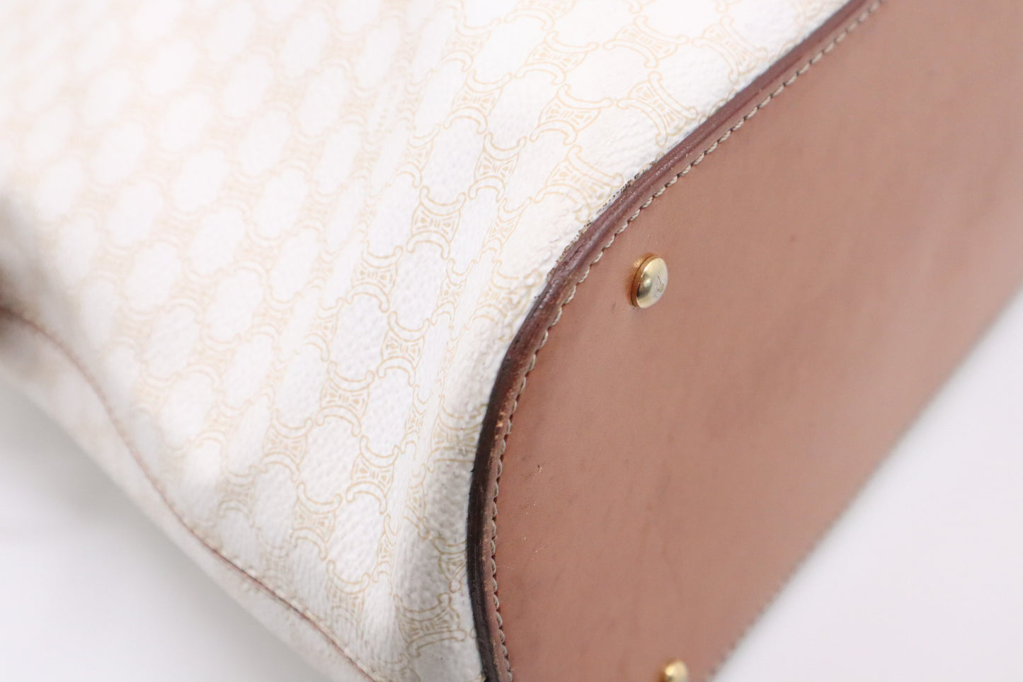 Celine Handbag in White Macadam Canvas