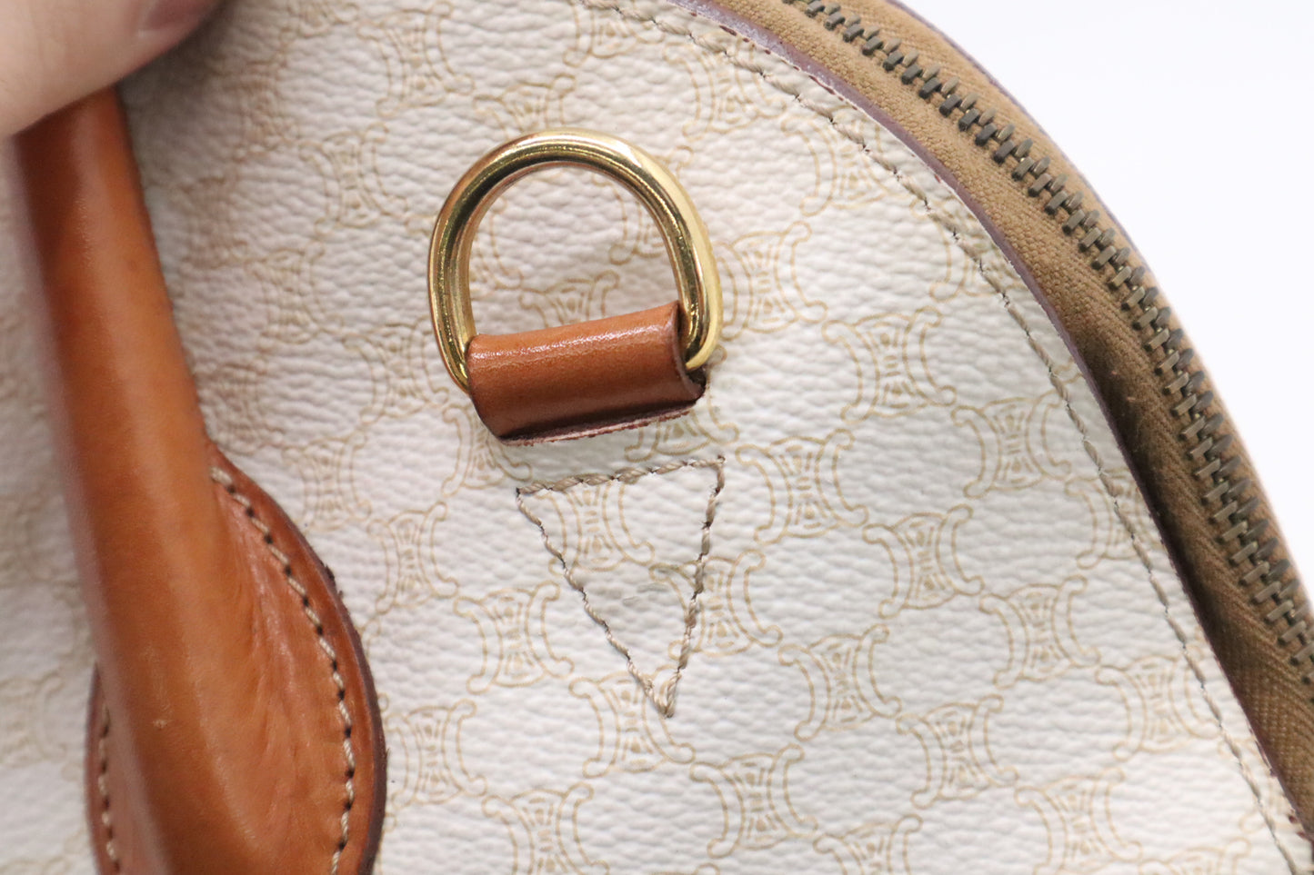 Celine Handbag in White Macadam Canvas