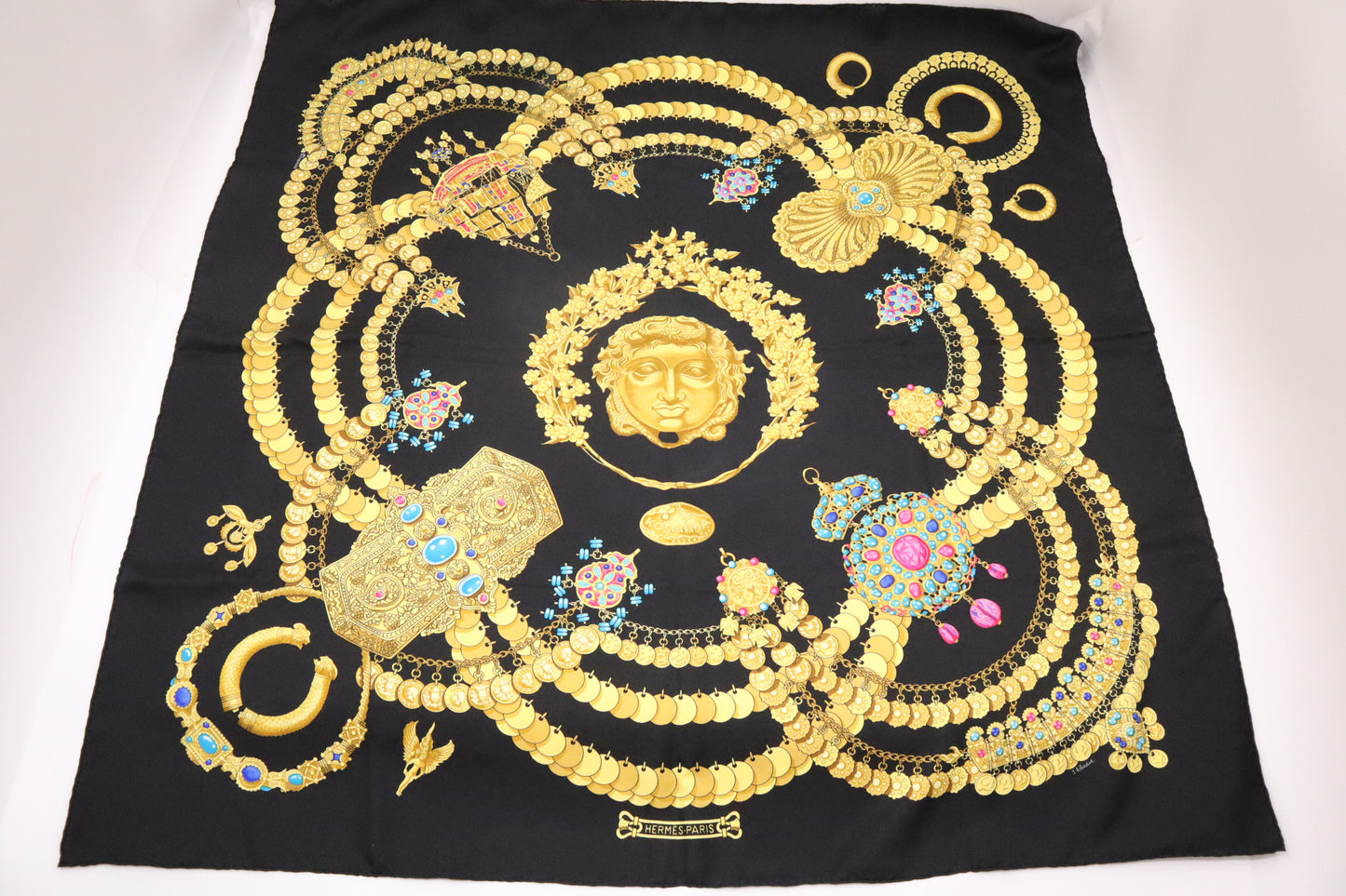 Hermes Kosmima Carre 90 in Black Silk