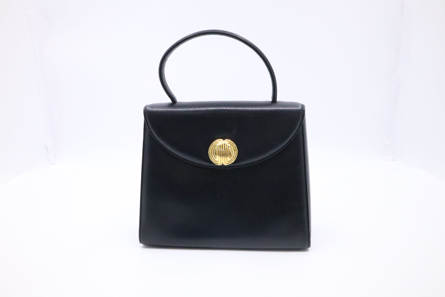 Givenchy Logo Fitting Handbag in Black Leather