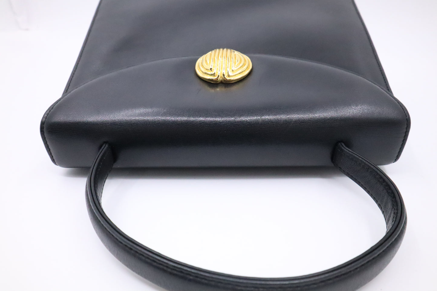 Givenchy Logo Fitting Handbag in Black Leather