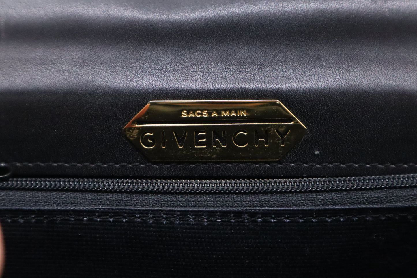 Givenchy Logo Fitting Handbag in Black Leather
