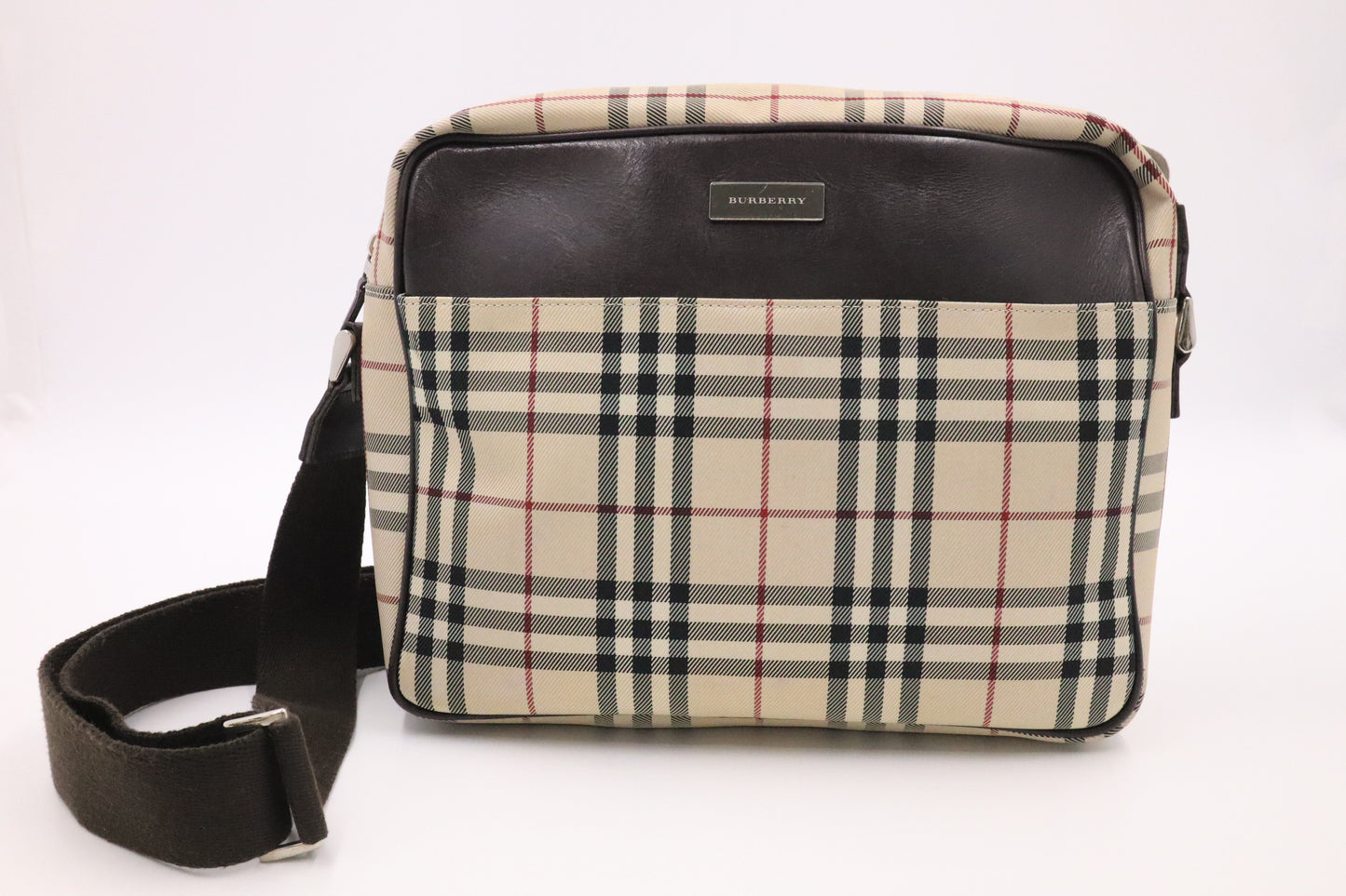 Burberry Messenger Bag in Beige Check Canvas