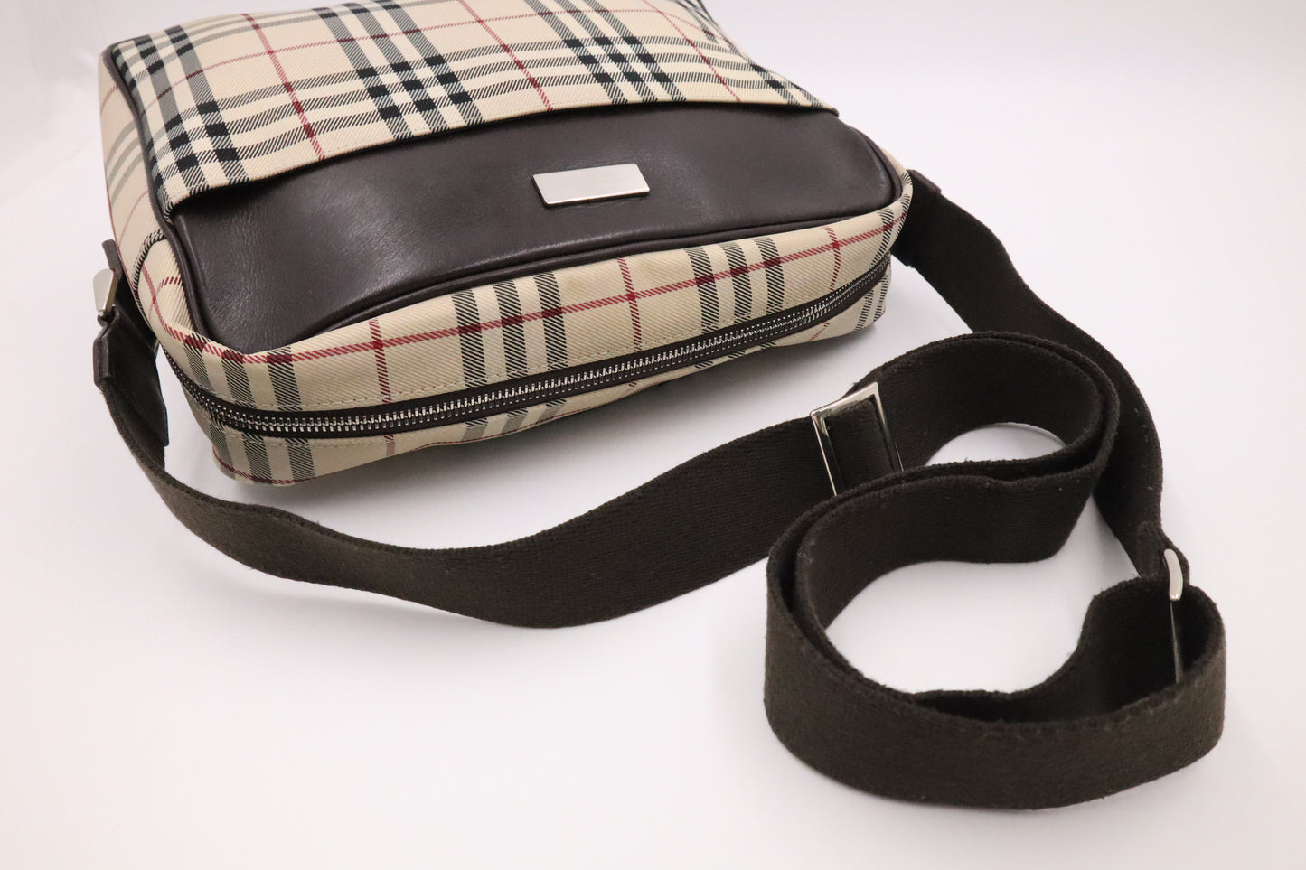 Burberry Messenger Bag in Beige Check Canvas