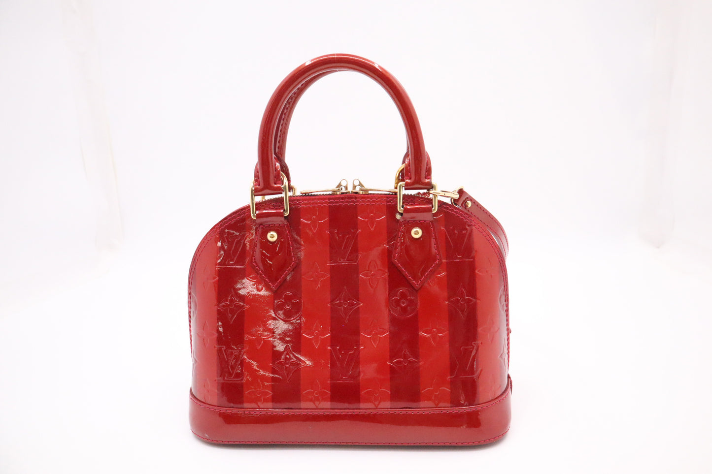 Louis Vuitton Alma BB in Pomme d'Amour Rayures Vernis Leather