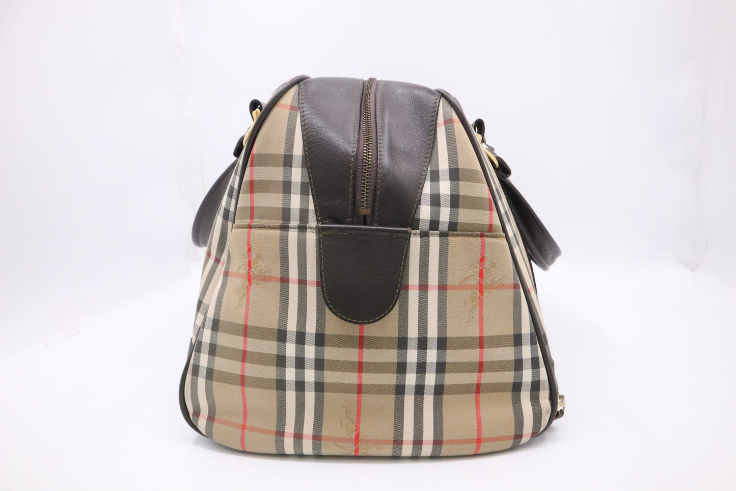 Burberry Duffle Bag with Shoes Compartment in Brown Checked Canvas