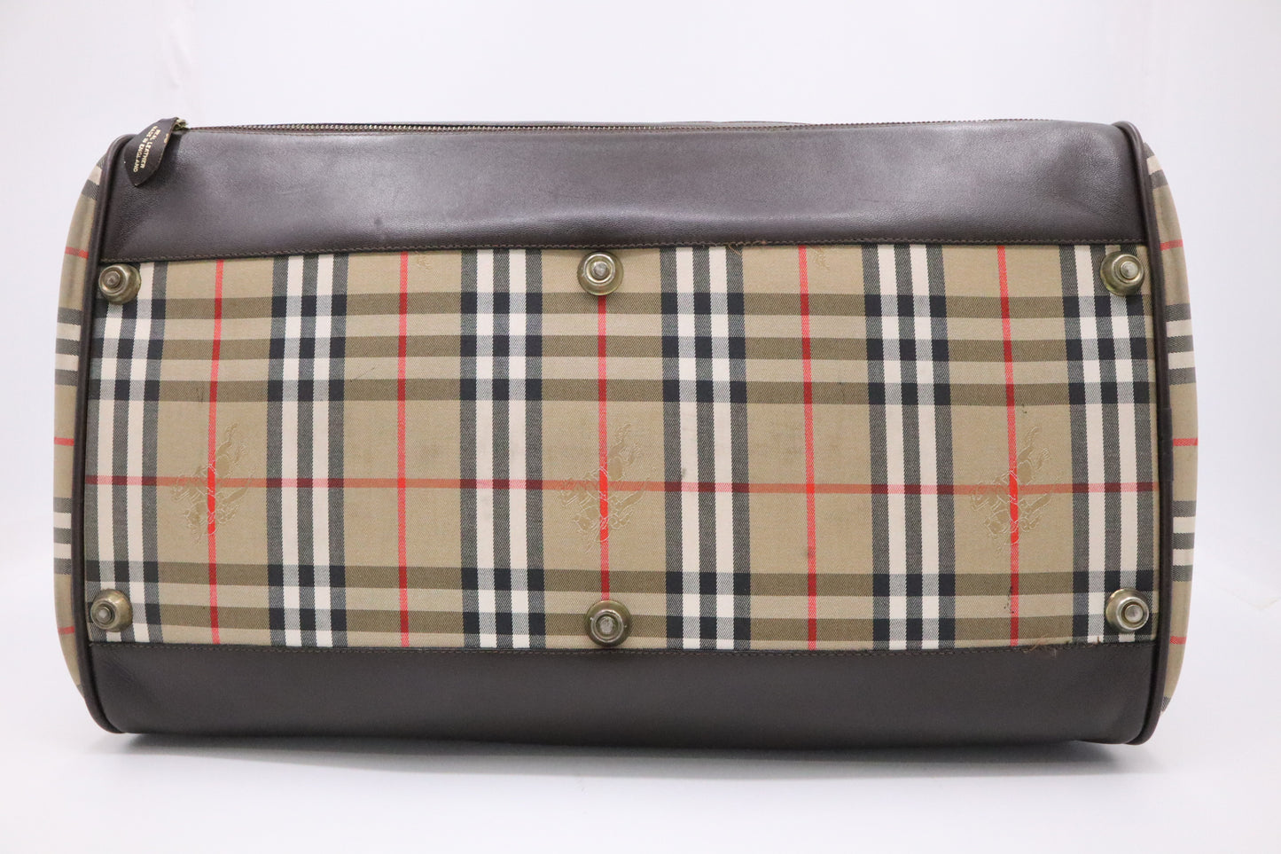 Burberry Duffle Bag with Shoes Compartment in Brown Checked Canvas