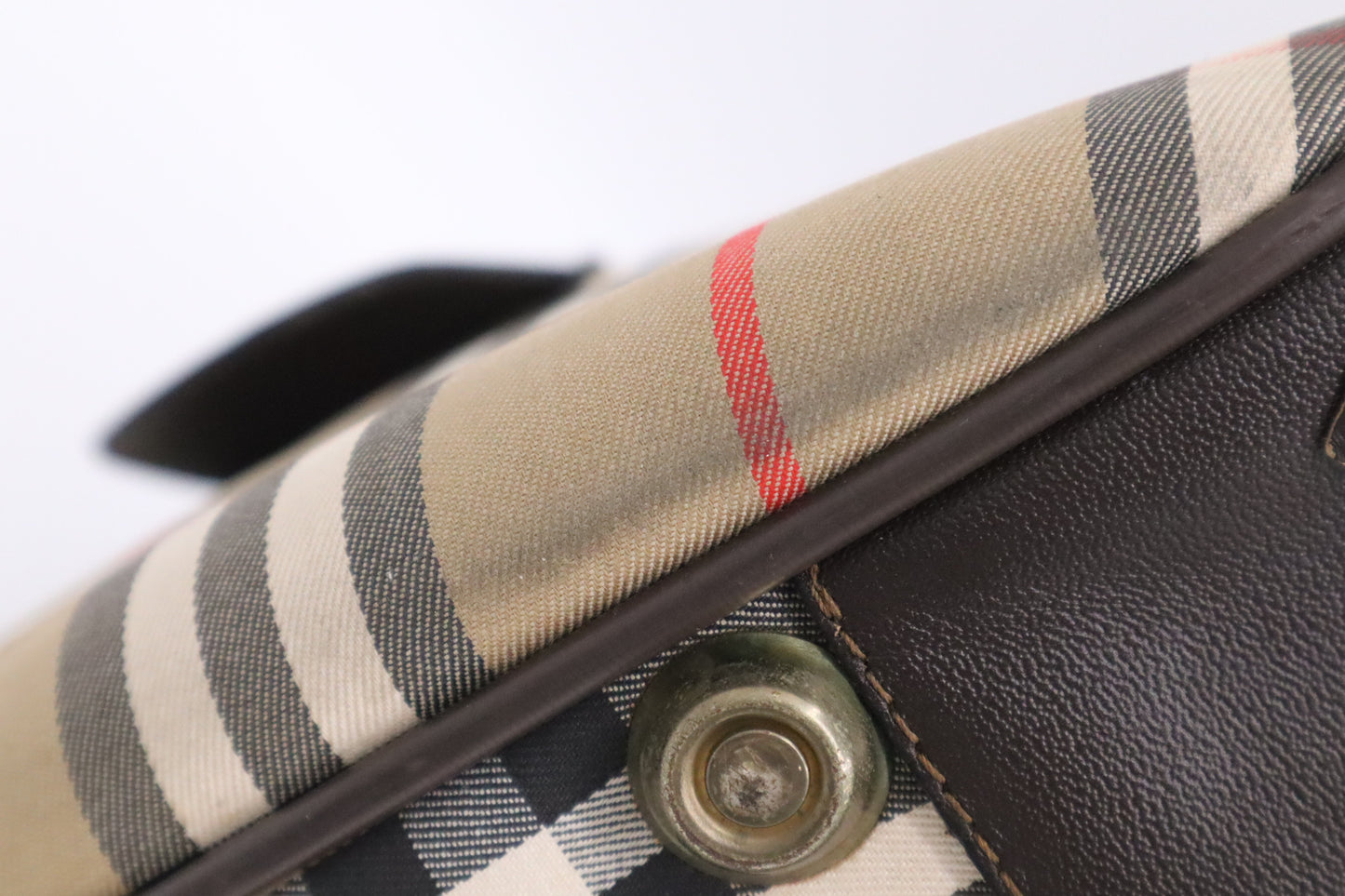 Burberry Duffle Bag with Shoes Compartment in Brown Checked Canvas