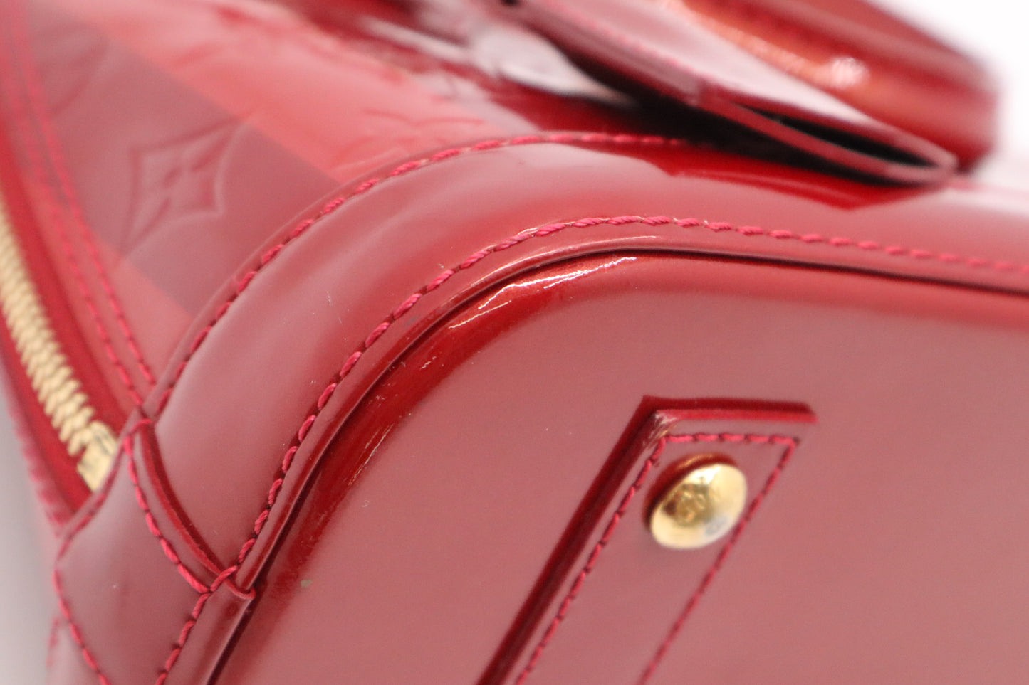 Louis Vuitton Alma BB in Pomme d'Amour Rayures Vernis Leather