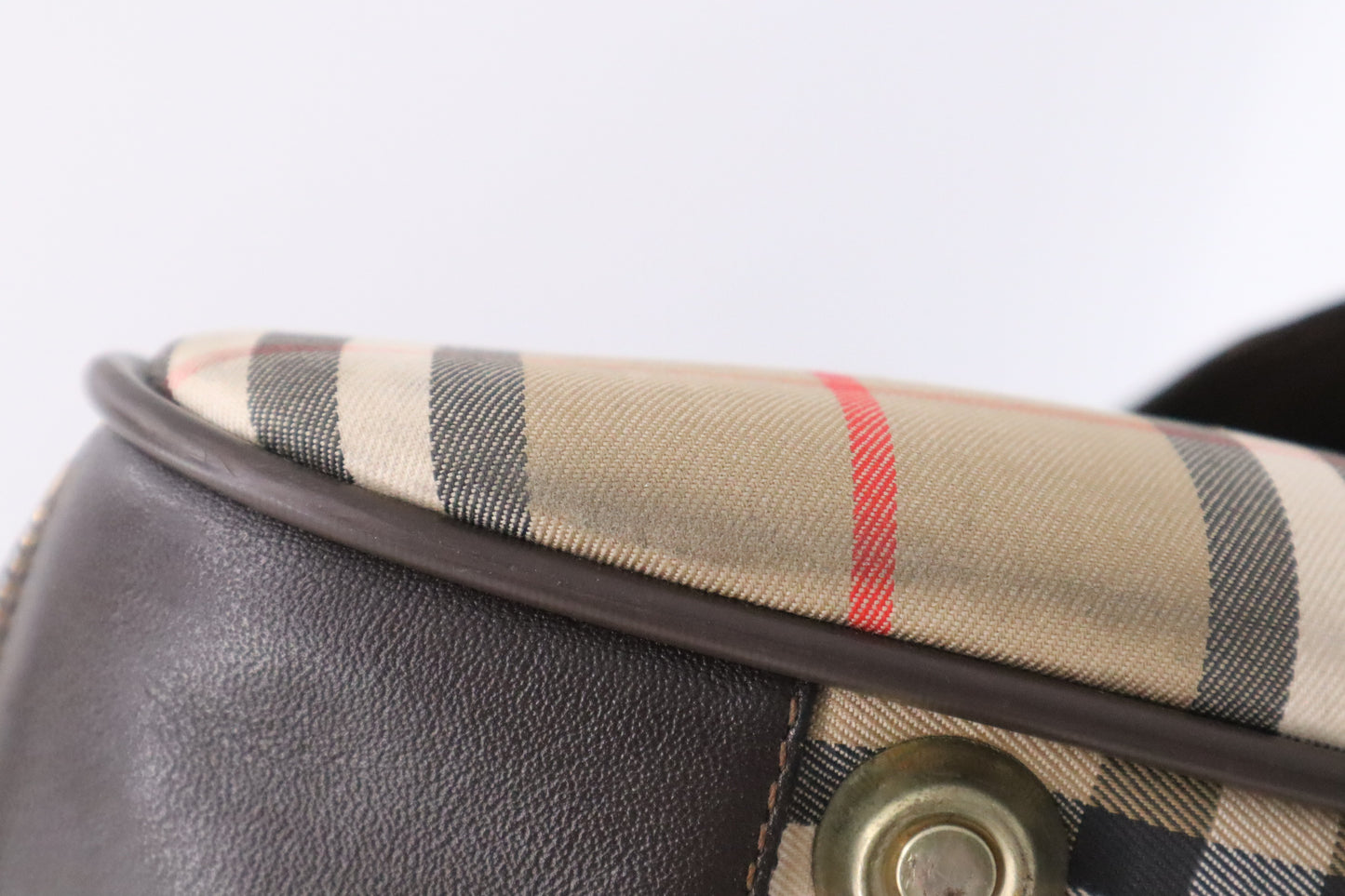 Burberry Duffle Bag with Shoes Compartment in Brown Checked Canvas