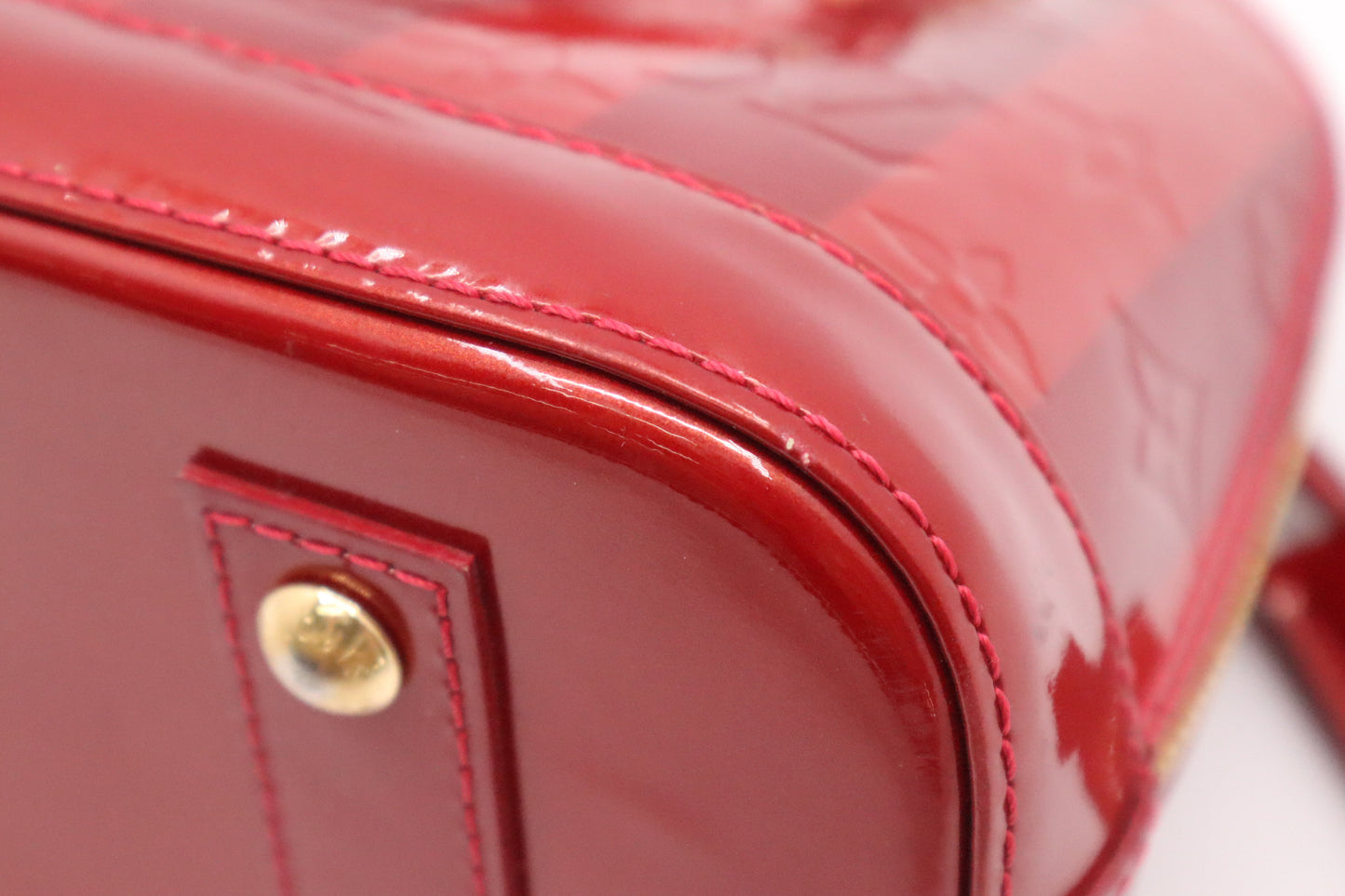Louis Vuitton Alma BB in Pomme d'Amour Rayures Vernis Leather