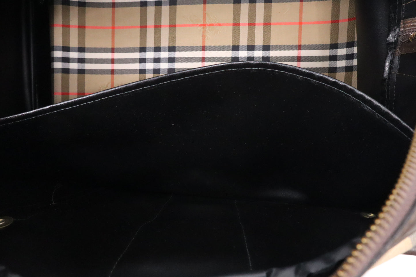 Burberry Duffle Bag with Shoes Compartment in Brown Checked Canvas