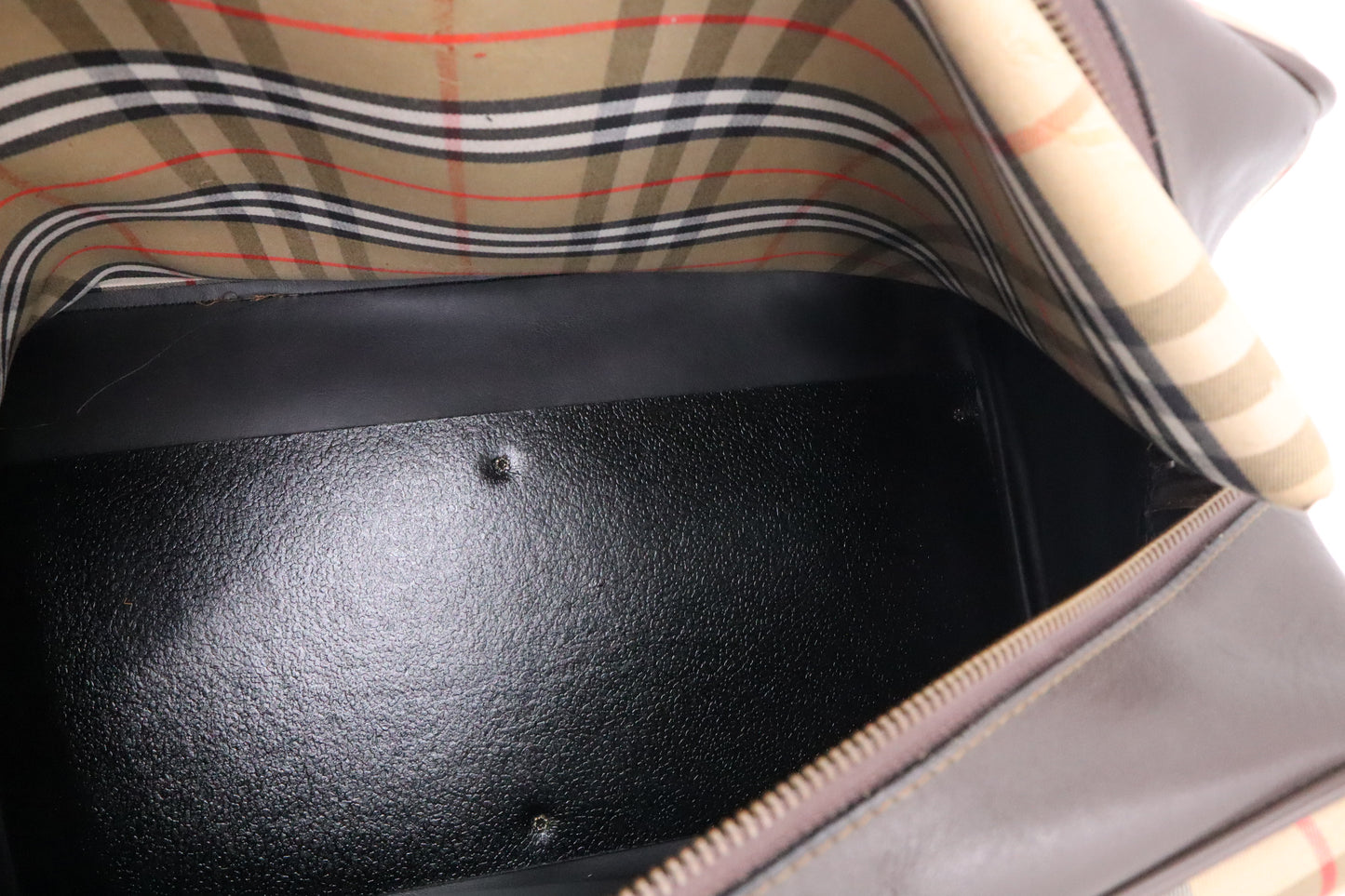 Burberry Duffle Bag with Shoes Compartment in Brown Checked Canvas
