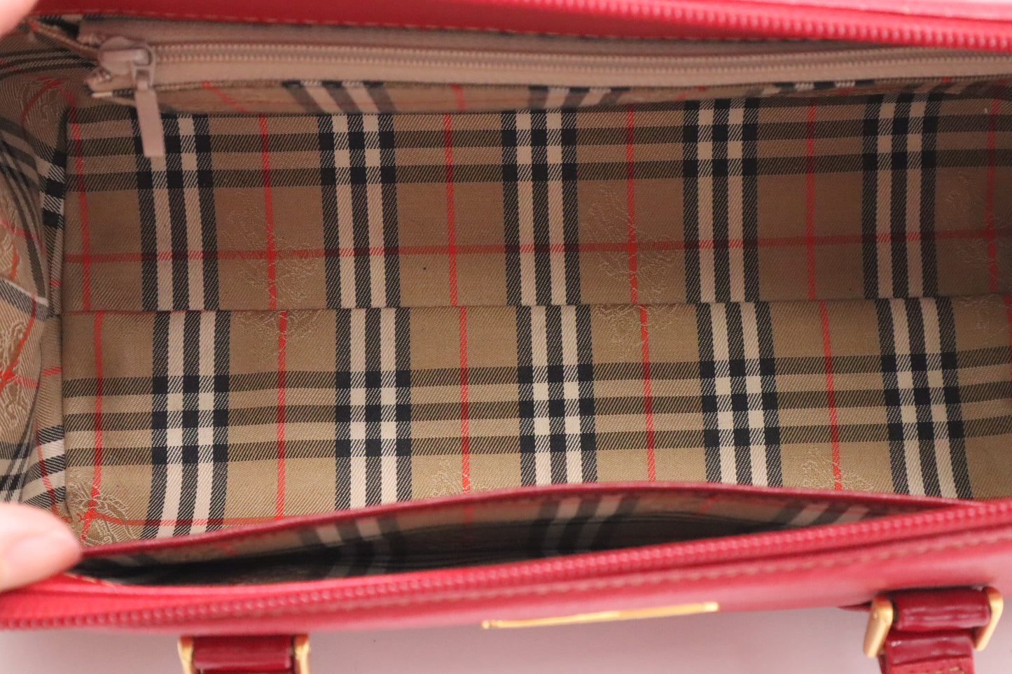 Burberry Barrel Bag in Red Leather