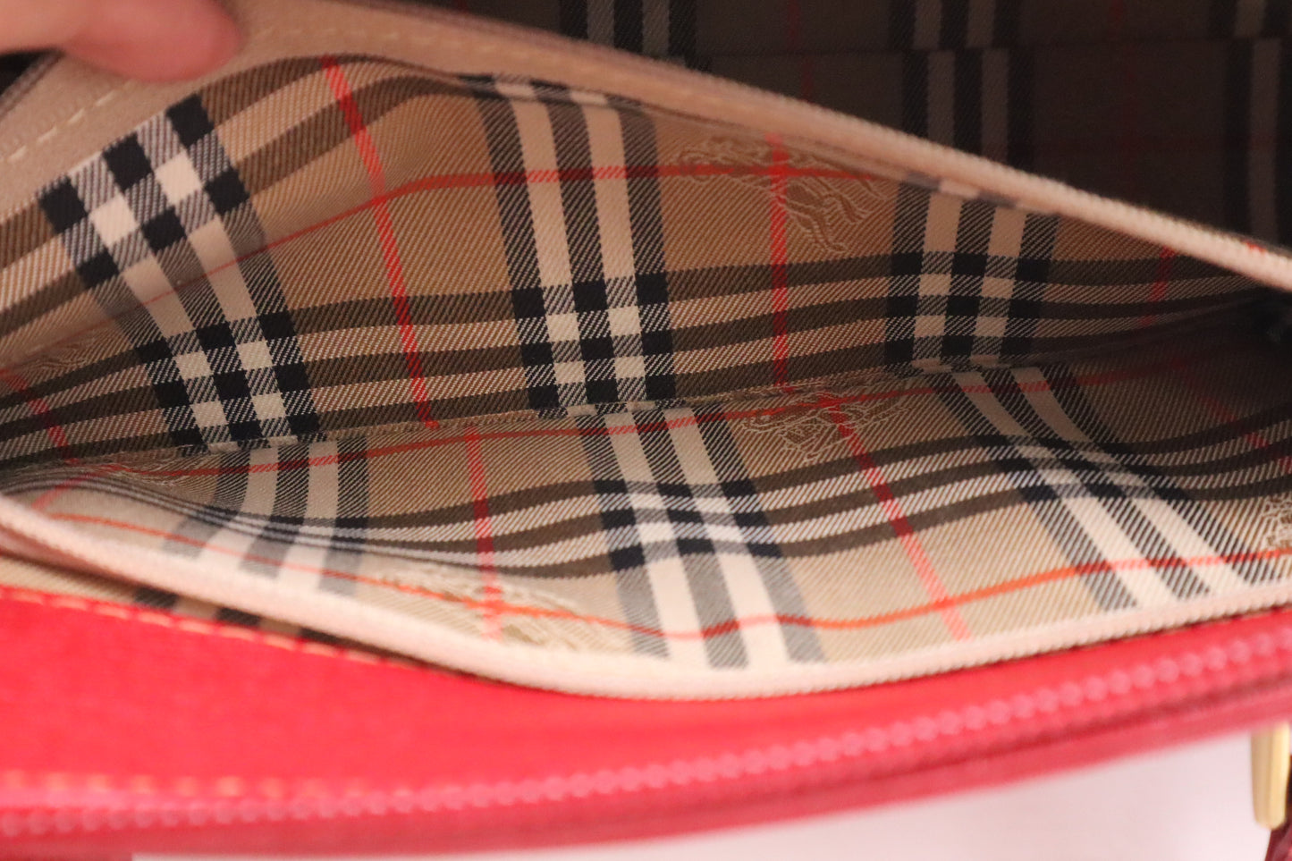 Burberry Barrel Bag in Red Leather