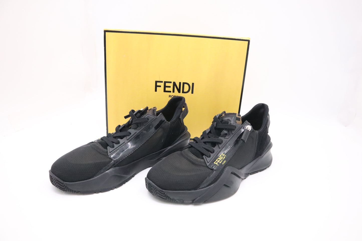 Fendi Flow Sneakers in Black Nylon and Leather