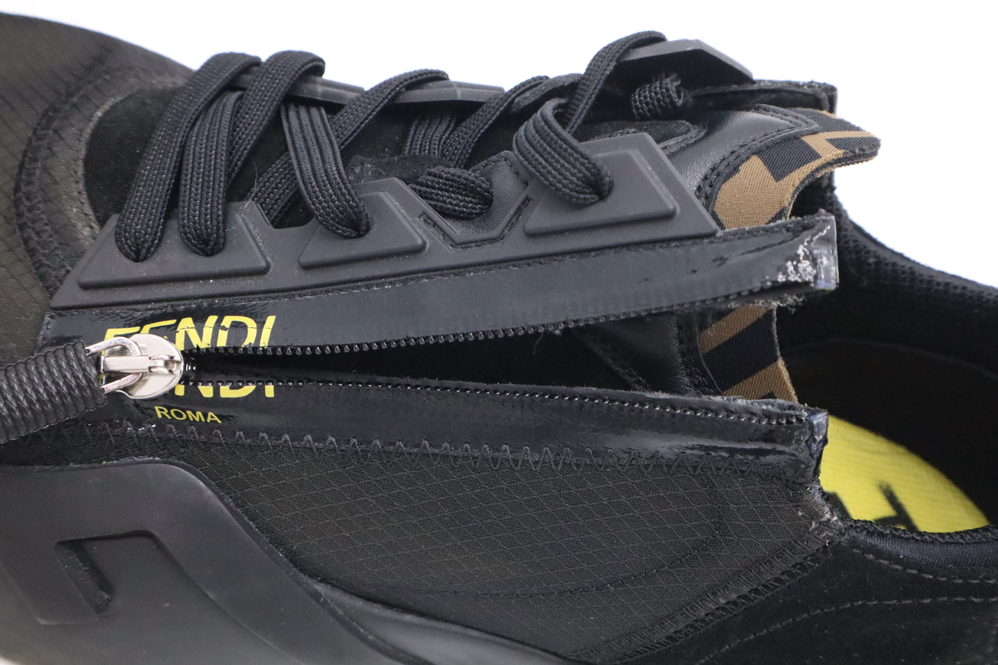 Fendi Flow Sneakers in Black Nylon and Leather