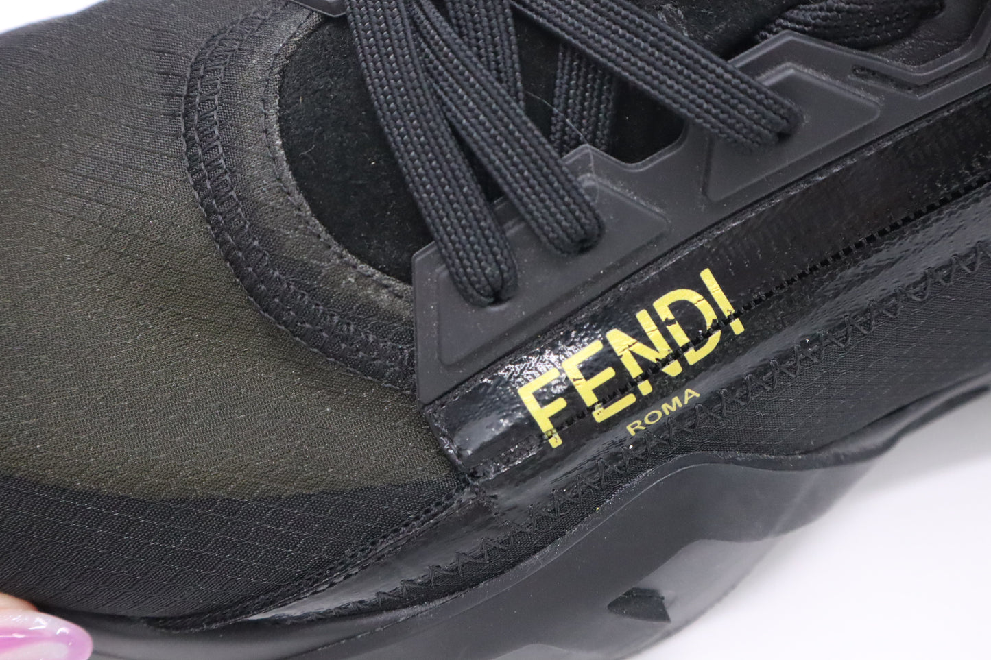 Fendi Flow Sneakers in Black Nylon and Leather