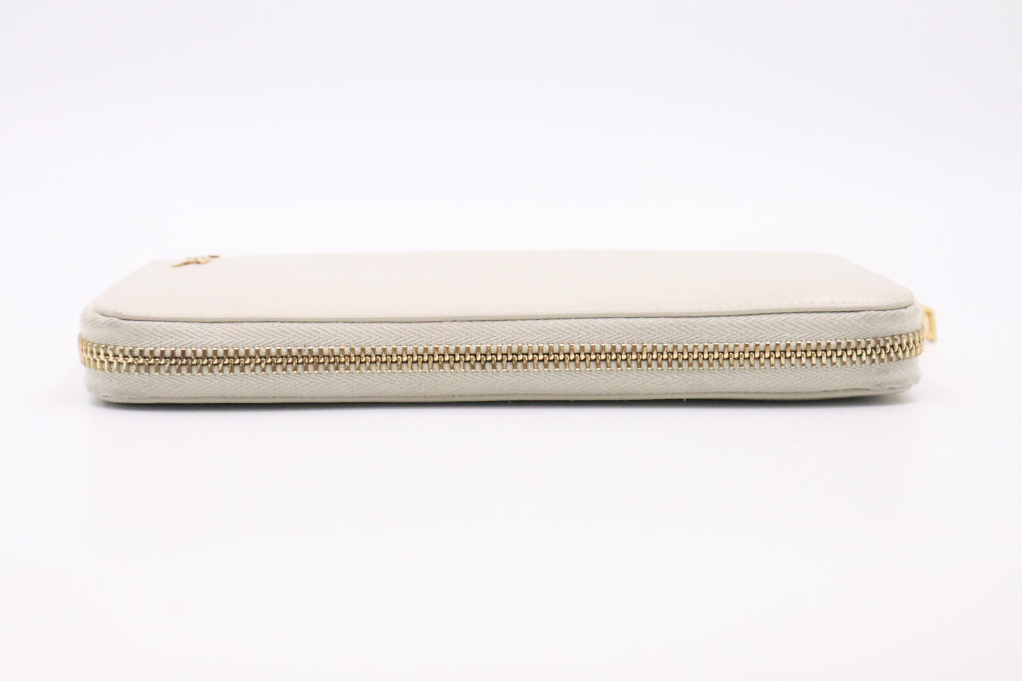 YSL Saint Laurent Long Zippy in Cream Leather