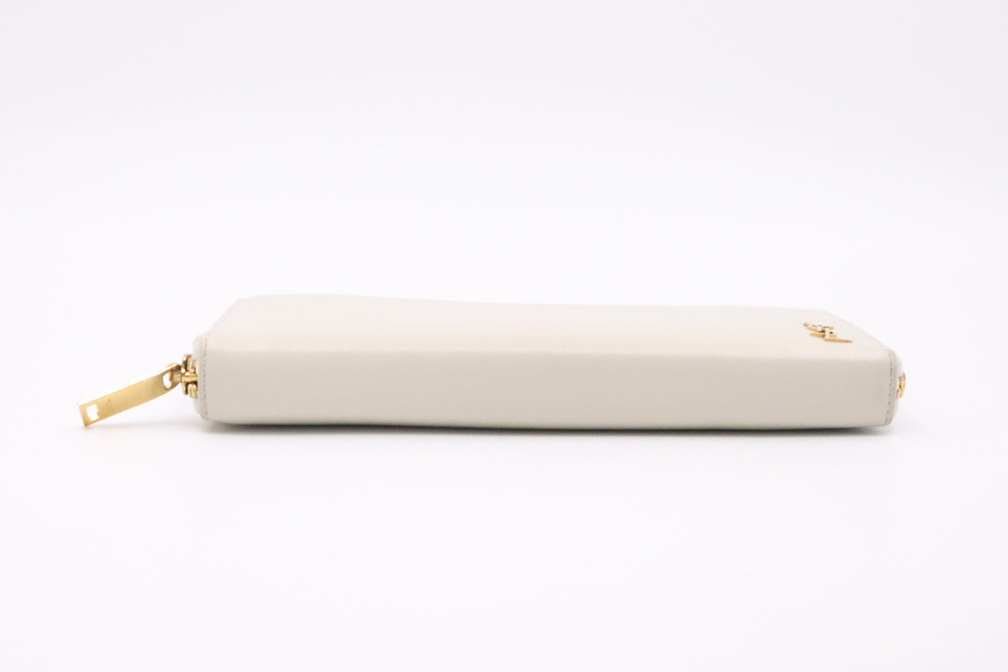 YSL Saint Laurent Long Zippy in Cream Leather