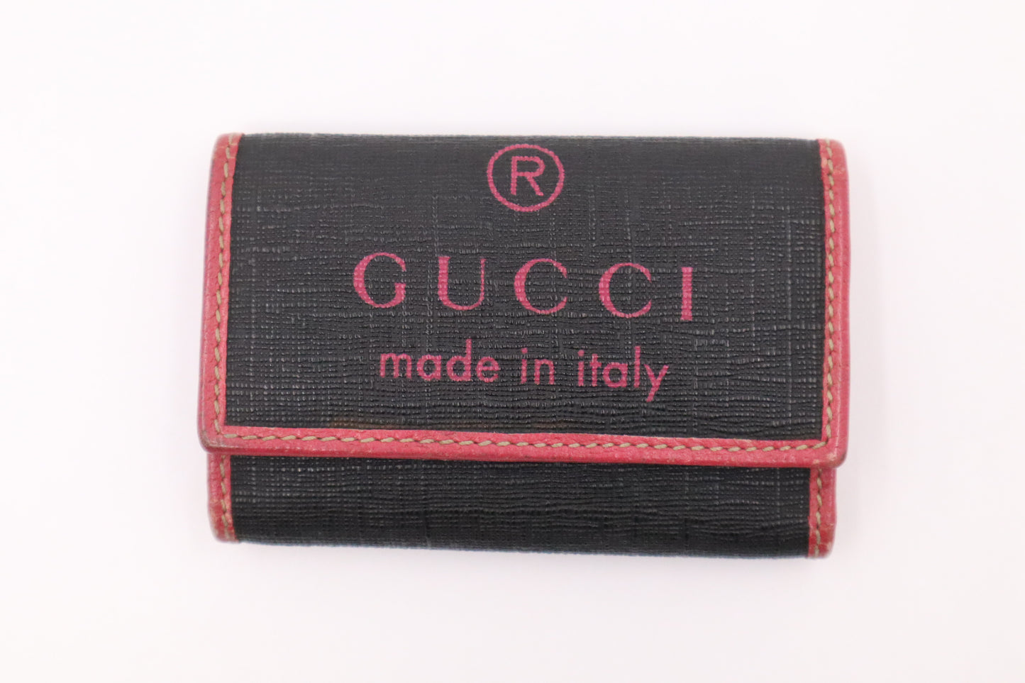 Gucci Key Case in Pink and Black Canvas