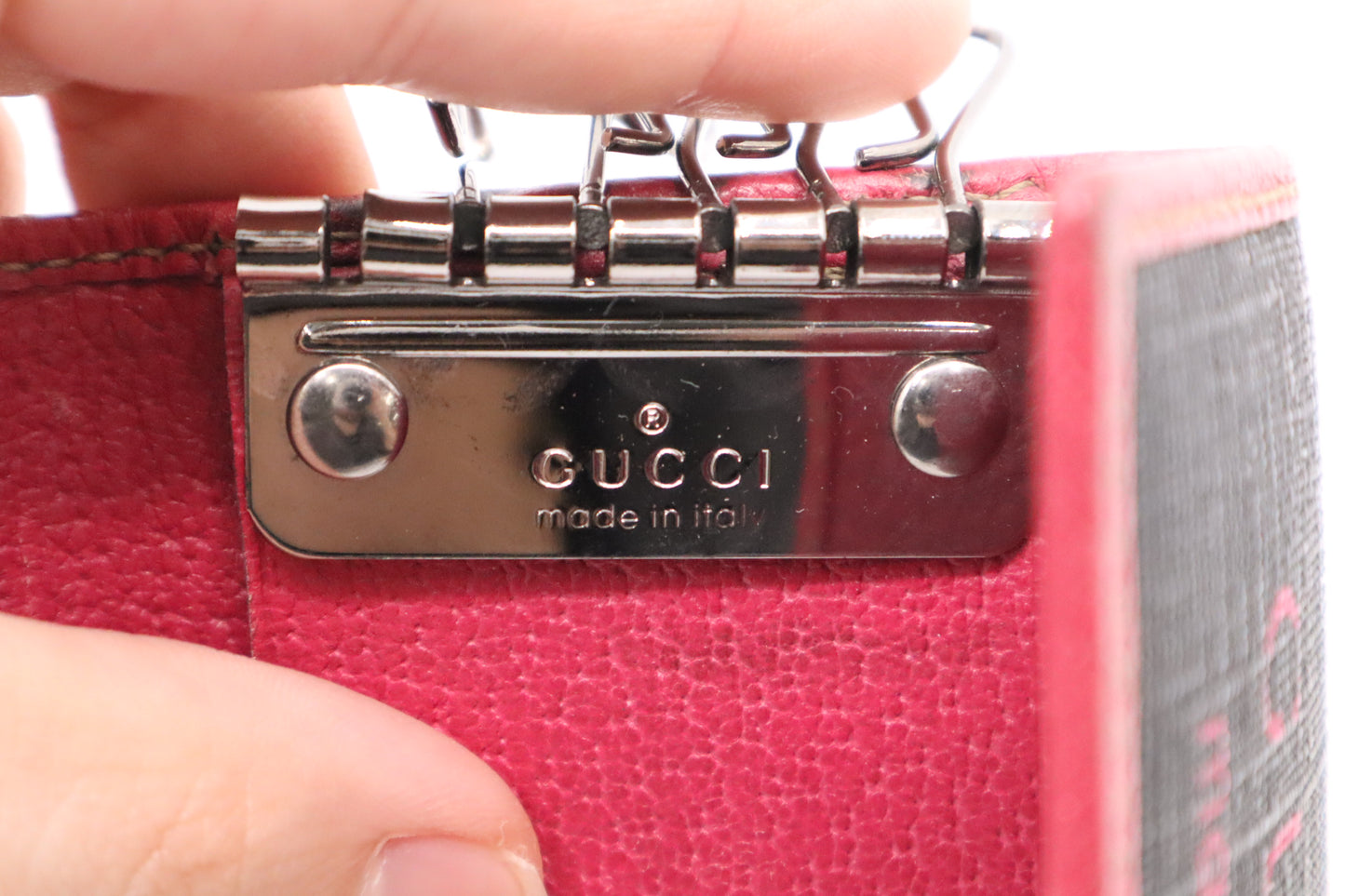 Gucci Key Case in Pink and Black Canvas
