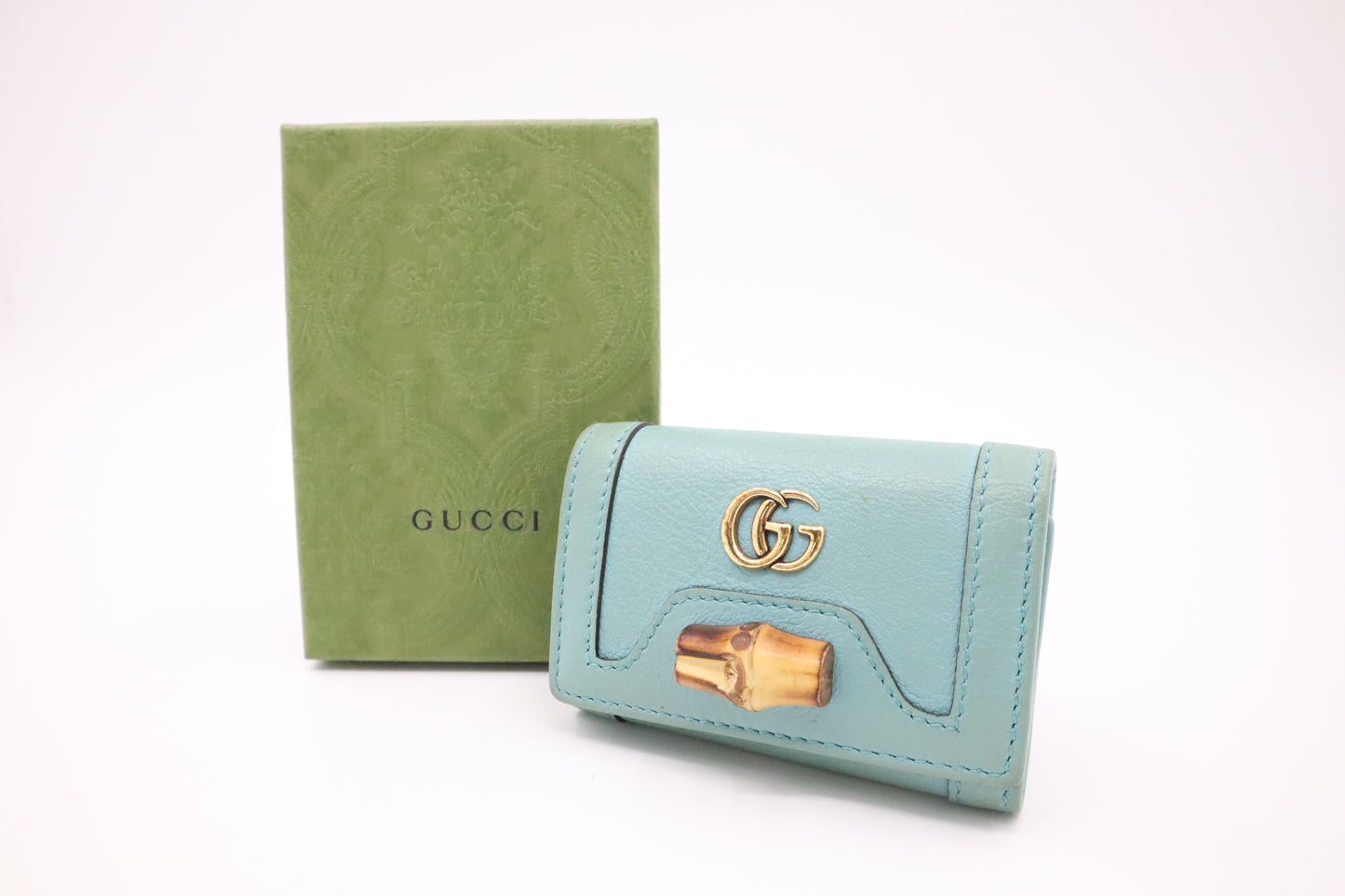 Gucci Bamboo Key Case in Turquoise Leather