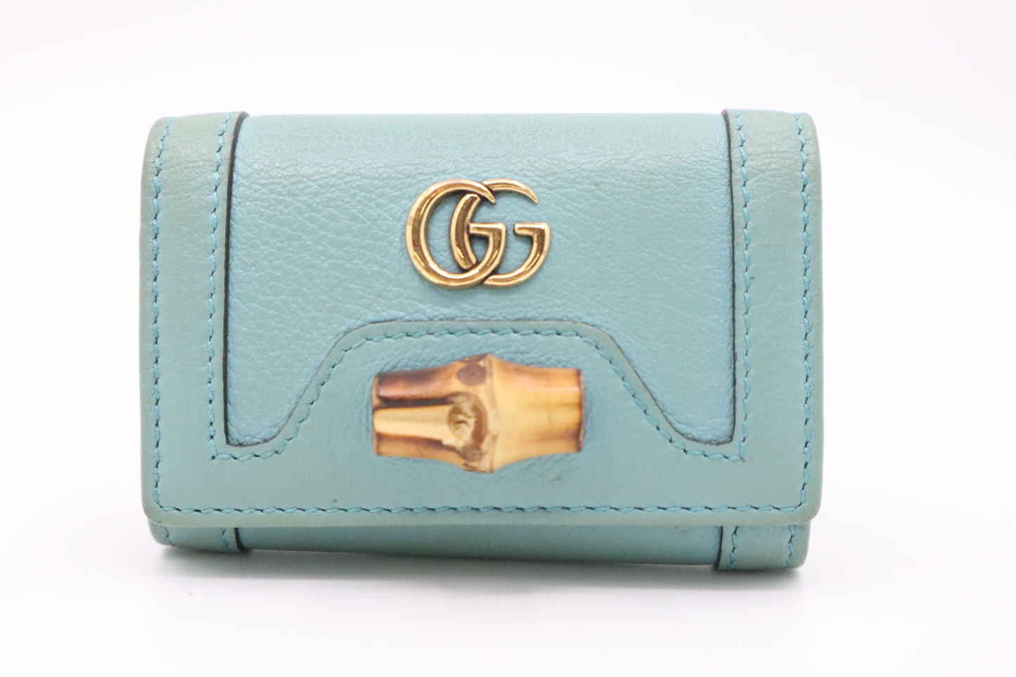 Gucci Bamboo Key Case in Turquoise Leather