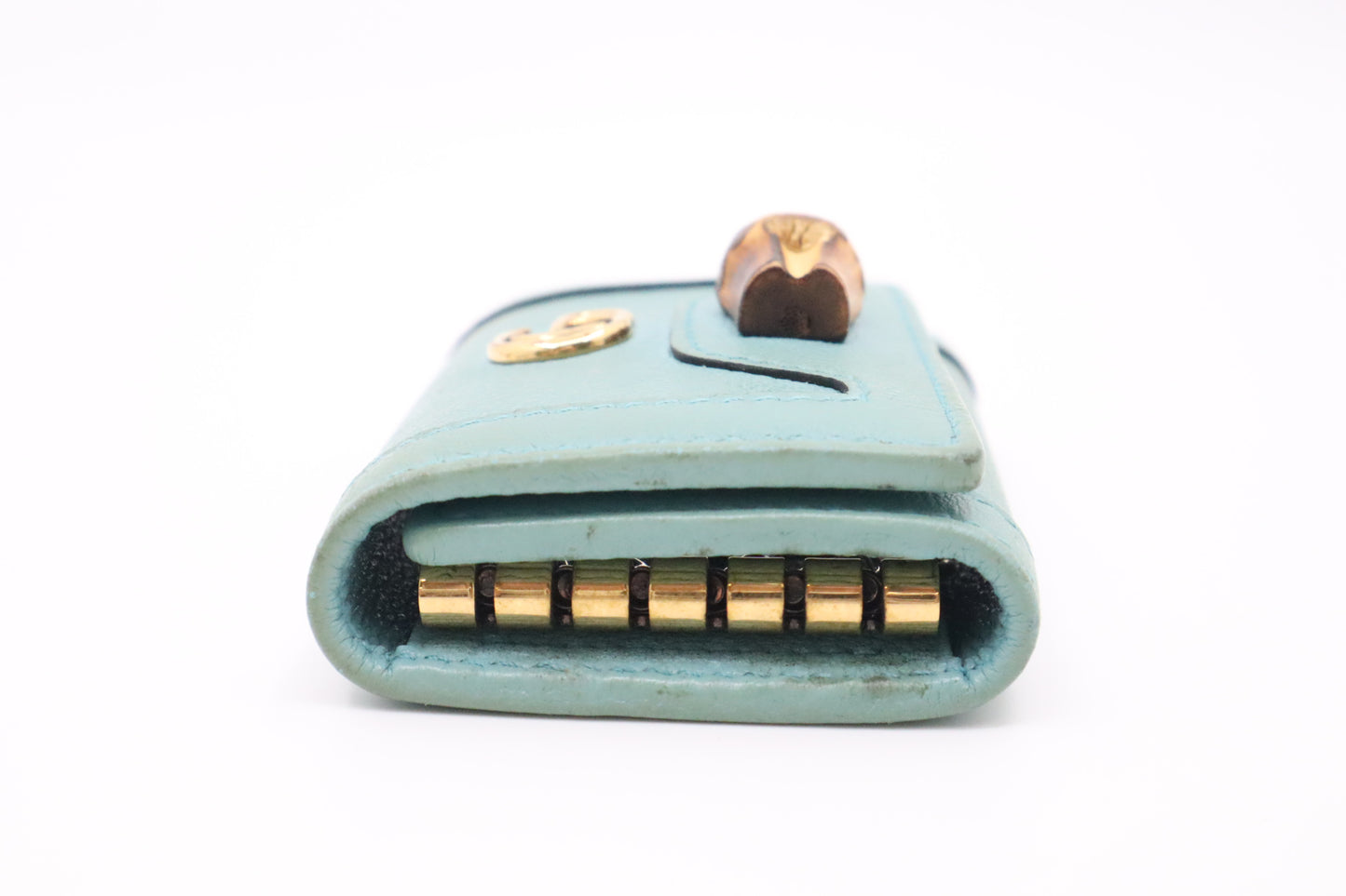 Gucci Bamboo Key Case in Turquoise Leather