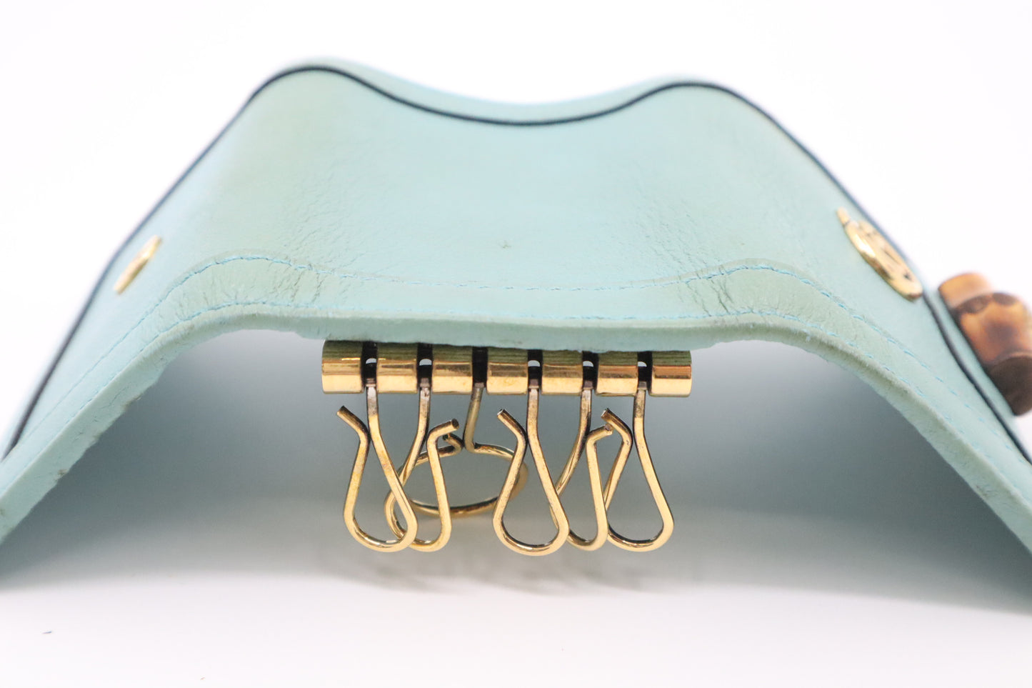 Gucci Bamboo Key Case in Turquoise Leather