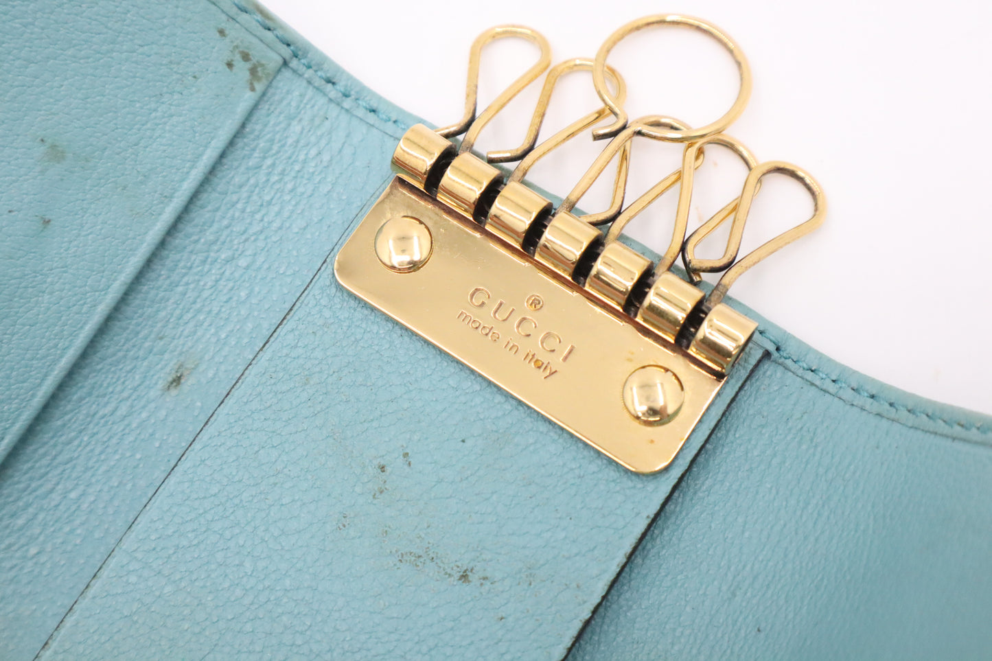 Gucci Bamboo Key Case in Turquoise Leather