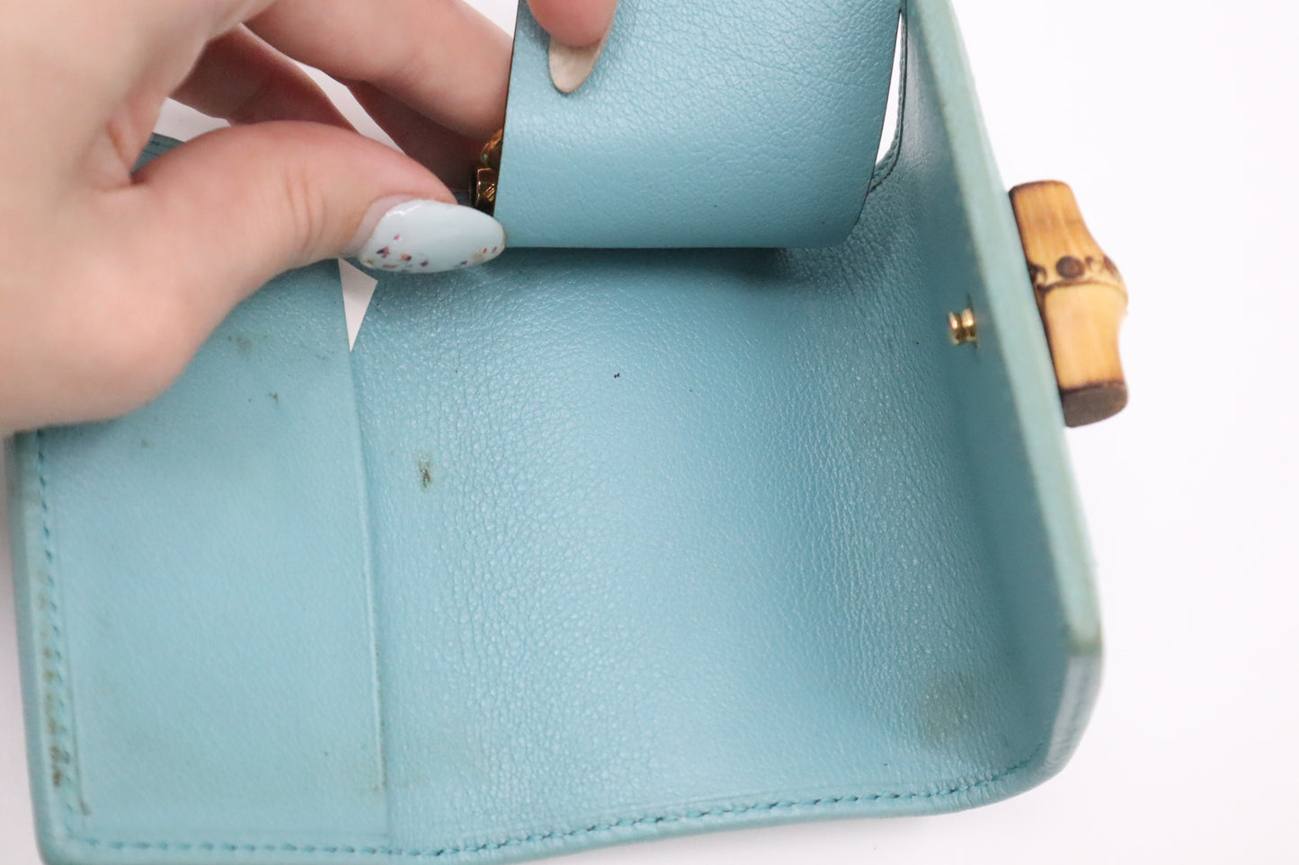 Gucci Bamboo Key Case in Turquoise Leather